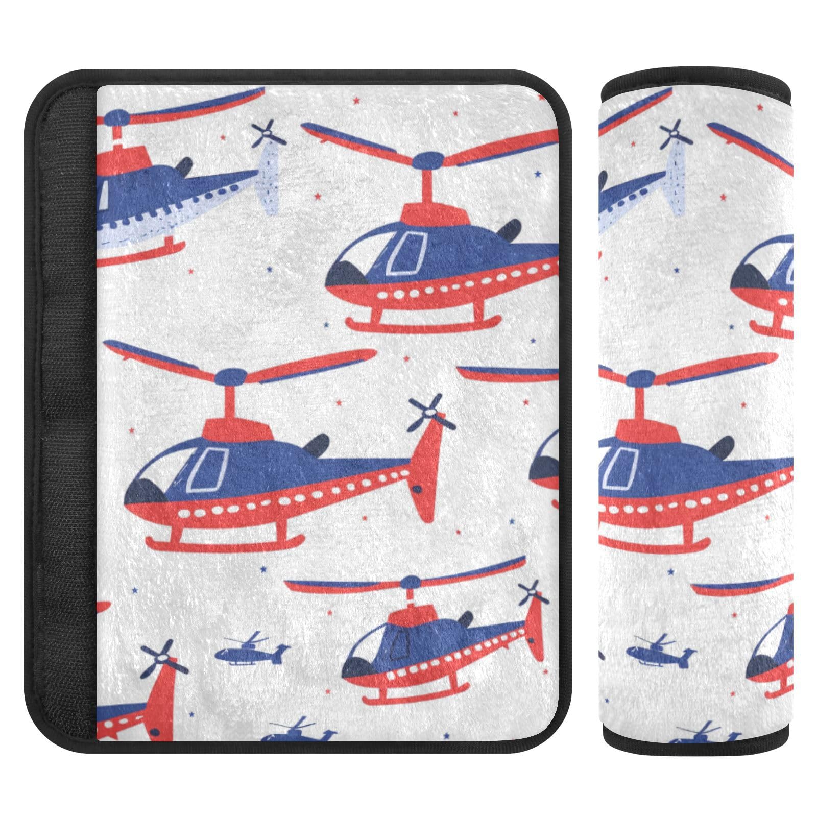 EtherSpher Cartoon Red and Blue Helicopter car seat Strap Cover, Protects Your Neck and Shoulders, car Accessories for Van Backpack Bag accesorios para carro 2 pcs