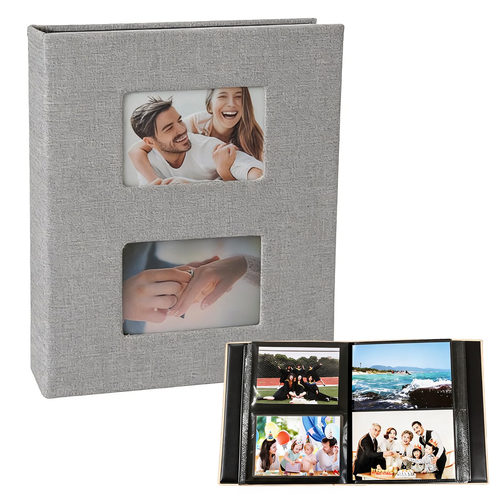 Photo Albums 6x4 200 Photos Slip In, Photo Album Large, Photo Album Slip In Photo Album 10x15cm Large Capacity for Anniversary Baby Wedding Birthday Family(Grey)