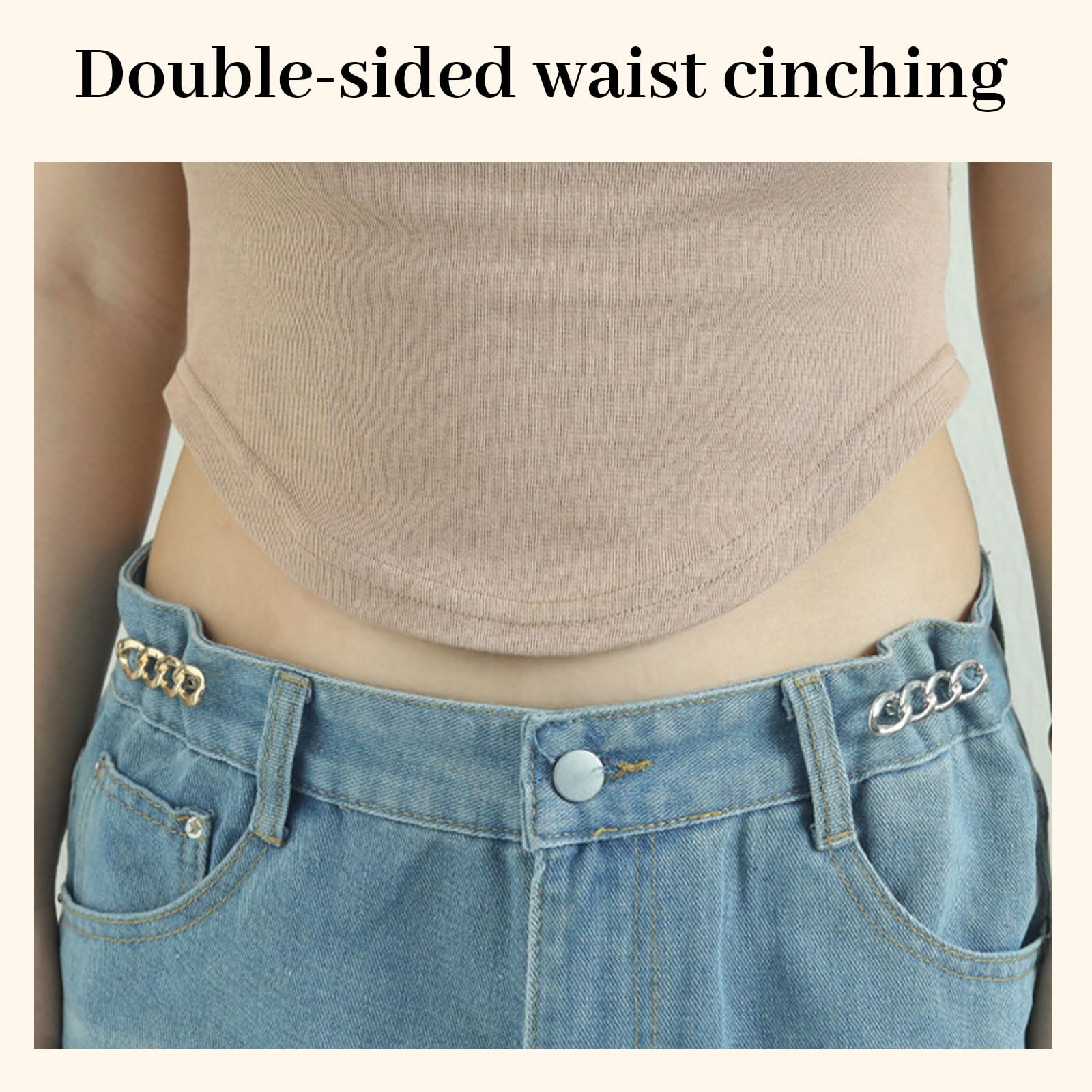 LunarCharm 6 Piezas Clips Ajustables para Cintura, Prácticos Ajustadores de Cintura y Clips para Ajustar Pantalones, Ideal para Botones de Jeans Ajustables