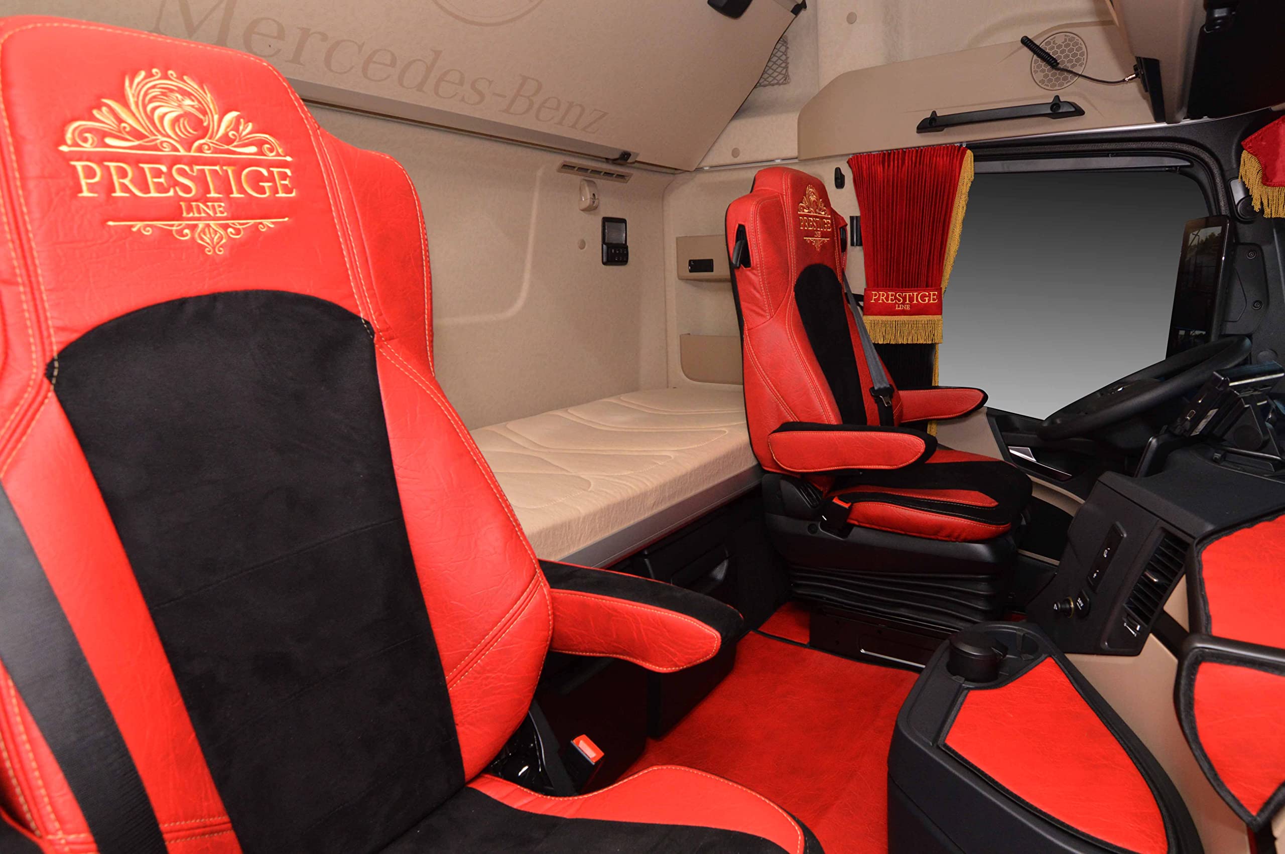 Funda de Asiento para Mercedes ACTROS MP 4 Desde 2011, Rojo | Accesorio, juego de fundas de asiento asiento del pasajero sin acolchar - funda ergonómica para asiento delantero con ecopiel