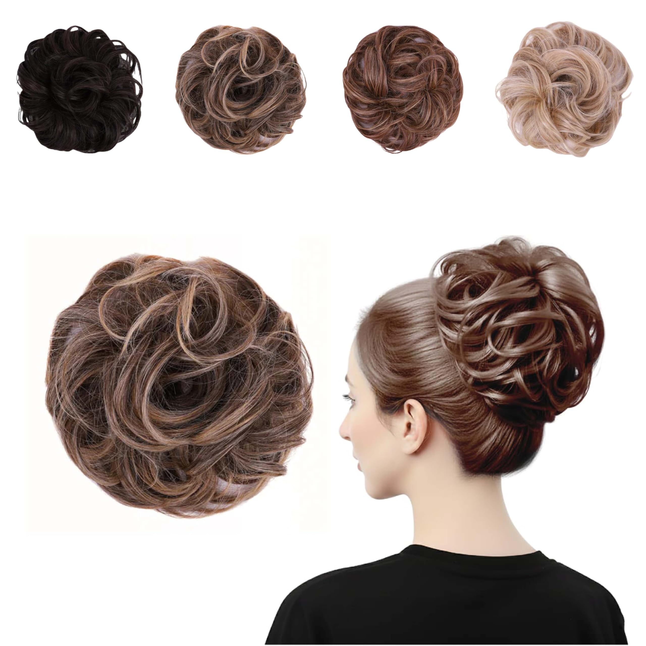 Juvabun Messy Bun 2.0 Dark Blonde Messy Bun Hair Extension Natural Look Hair Bun Scrunchie for Women Everyday Hairstyles