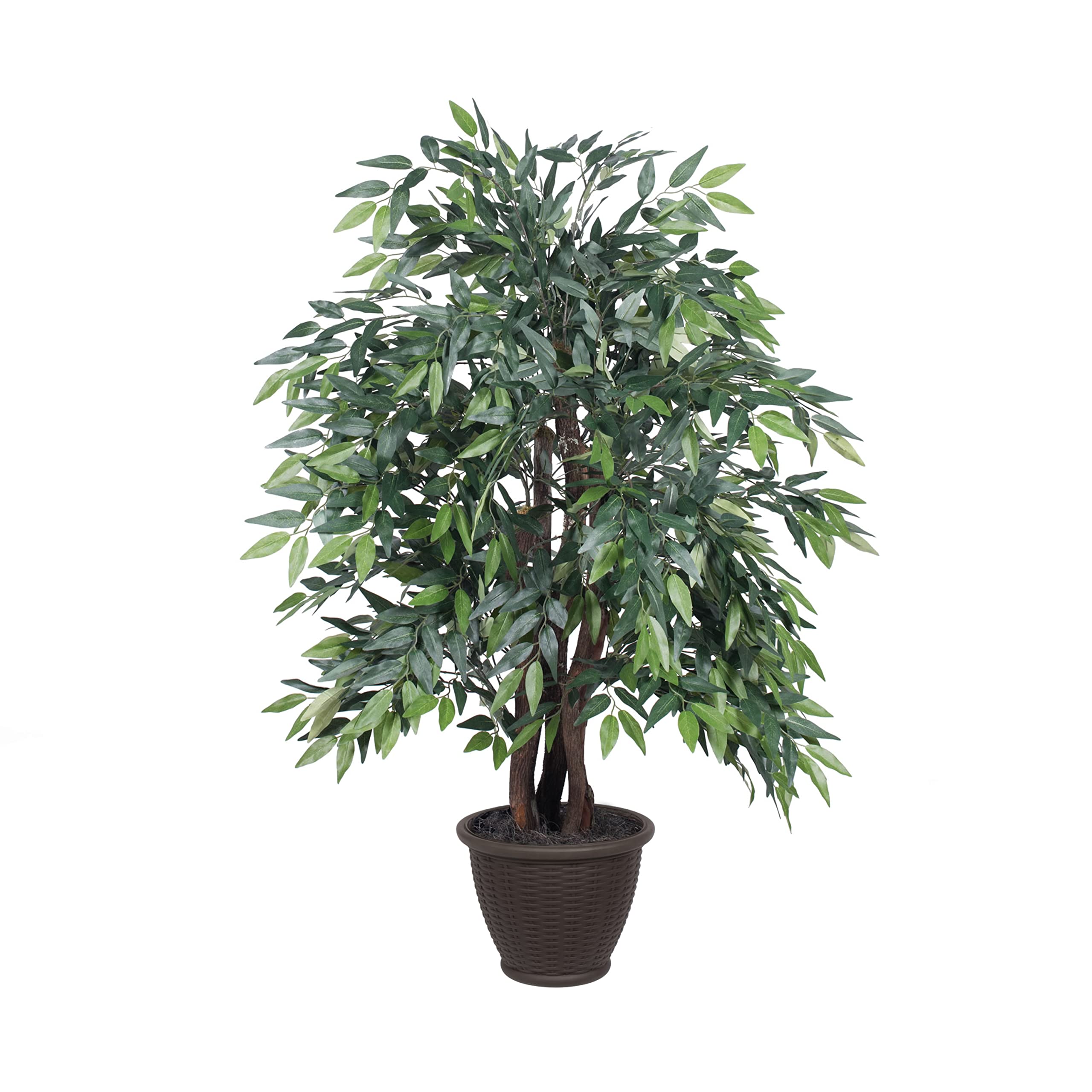 Vickerman 4' Artificial Green Smilax Extra Full Bush, Brown Plastic Container.