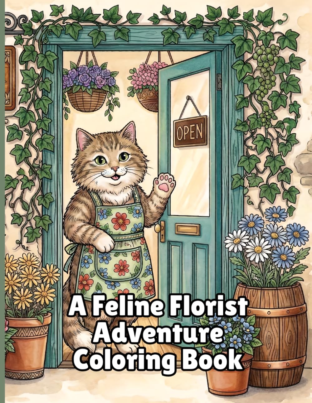 A Feline Florist Adventure: Coloring Book for Adults and Teens