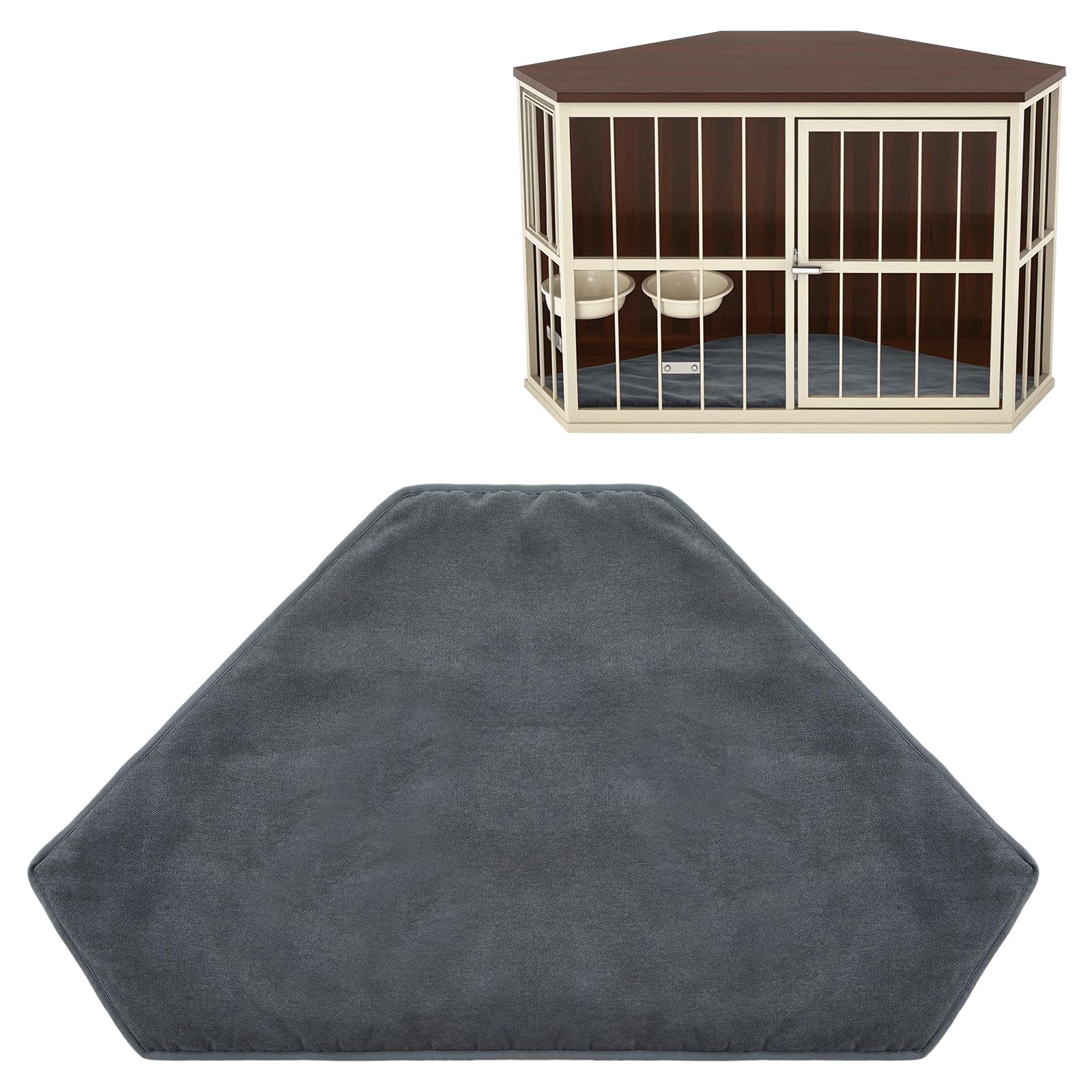CroBlissful 42.5 x 23.8 Inch Dog Kennel Pad Furniture Crate Corner Washable Bed Large Dog Deluxe Crate Bed Pet Cage Sleeping Mat Soft Indoor Pet