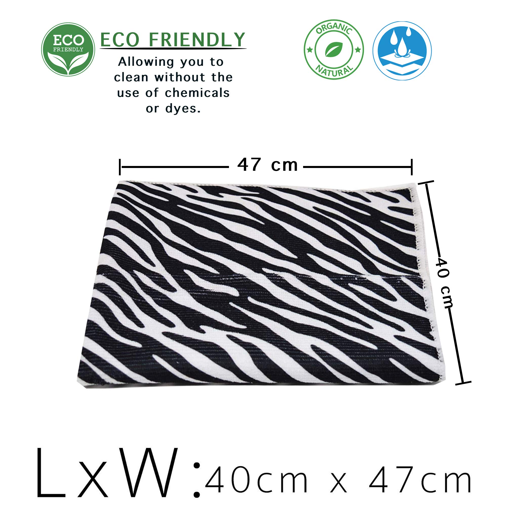 Xelay Microfibre Kitchen Tea Towels Super Absorbent and Thick Dish Towels Multipurpose Drying, Cleaning Cloth 40x47cm (Black White Cheetah Print, Pack of 2) — view 2