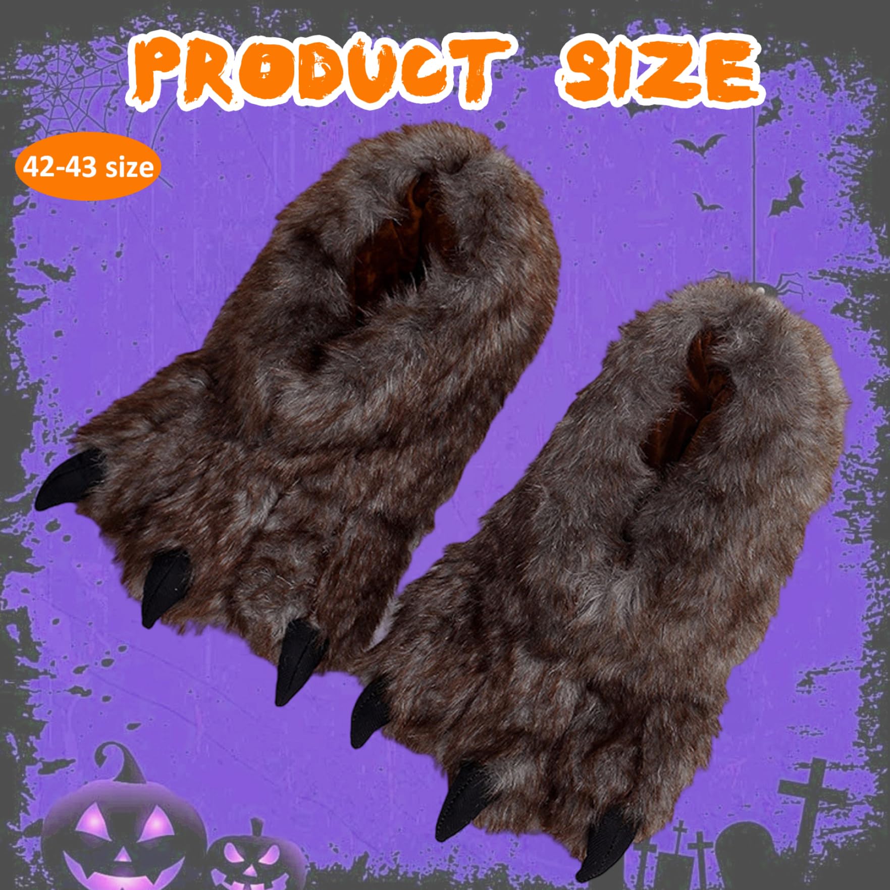 Pantofole per Animali, Pantofole per Zampe Calde e Morbide Antiscivolo, Simpatiche Zampe con Piedi Pelosi per Uomo Festa a Tema Cosplay di Animali di Halloween, EU 42-43