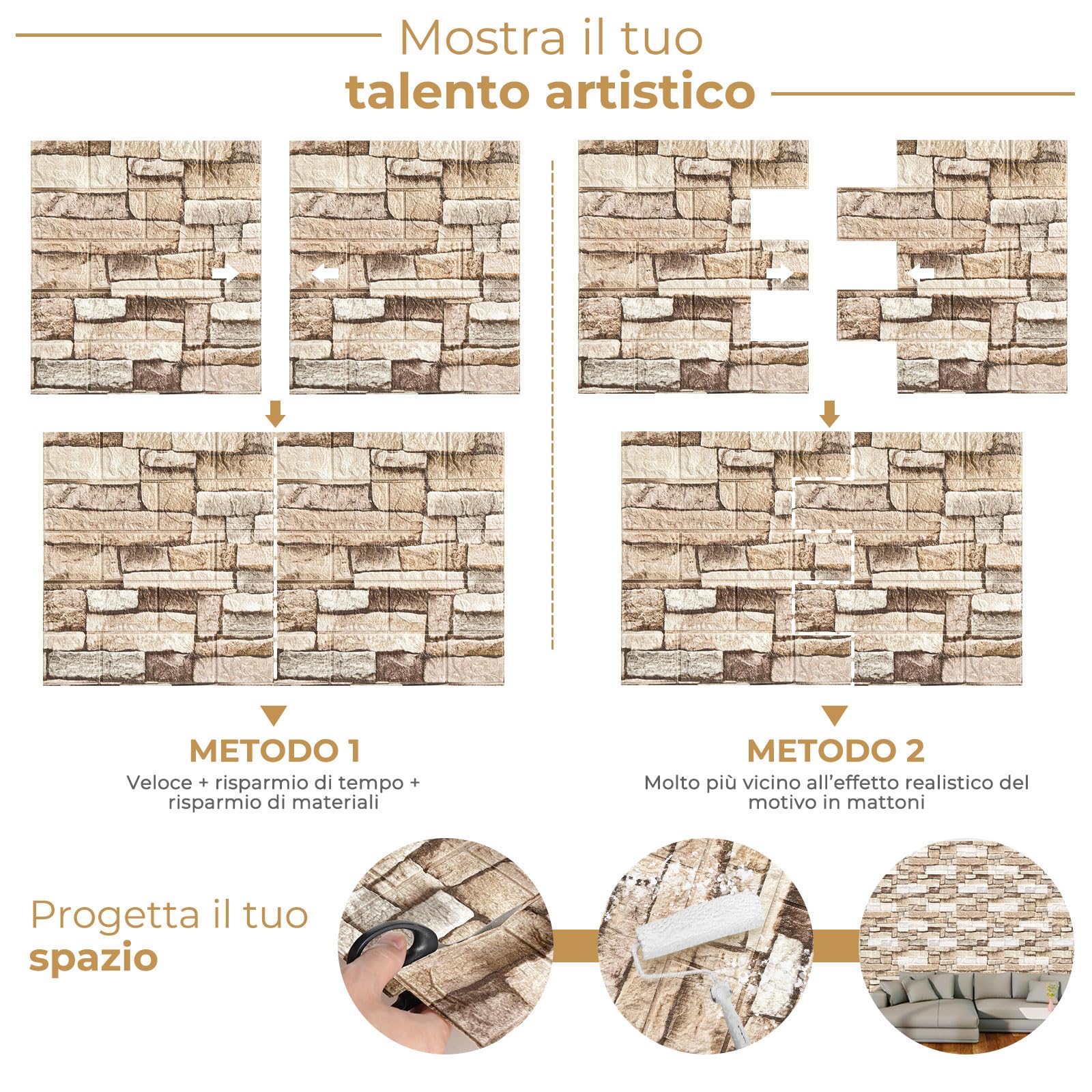LeapBeast 10PCS 3D Carta da Parati Mattoni,pannelli decorativi 3d per parete,Autoadesiva Wallpaper Brick, Impermeabile Spessore Wallpaper per Cucina Ufficio TV Sfondo (Bianco retrò)