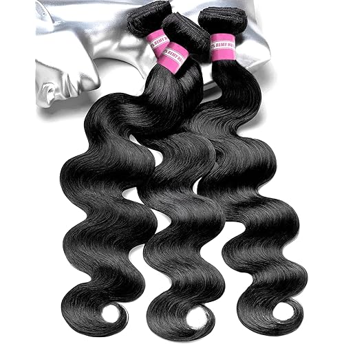 inlovwith Human Hair Bundles- Body Wave Bundles Human Hair 100% Unprocessed Brazilian Virgin Hair 18 20 22 Inch Quick Weave 3 Pcs, Selected Healthy Human Hair Extensions