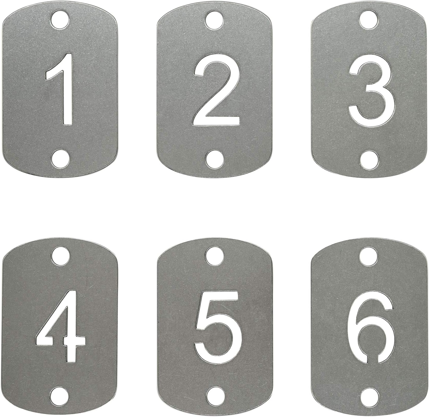 Rectangular Hollowed Stainless Steel Number Tags Key Tags with Two Holes (1-10)