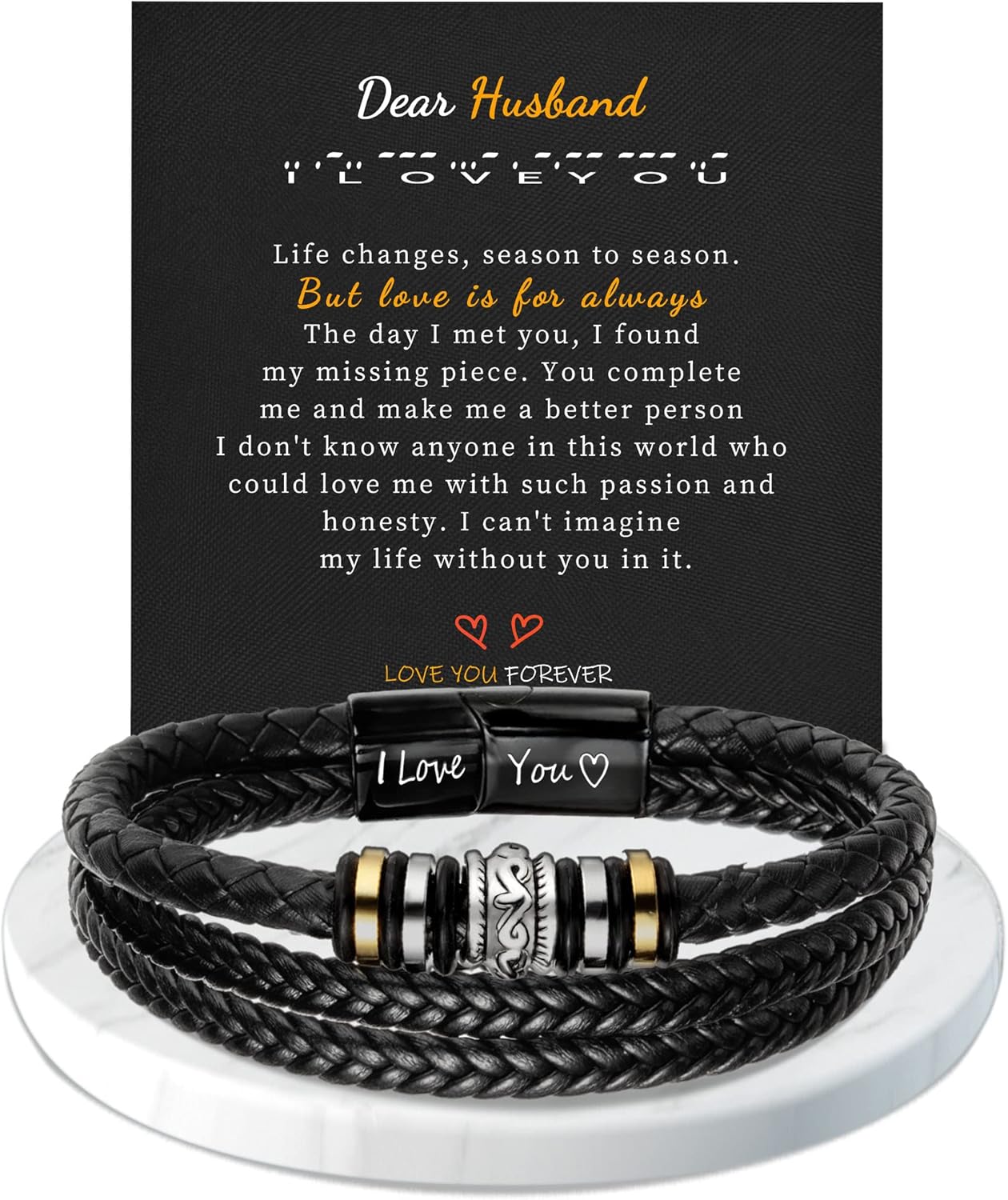 MANVEN Bracelet En Cuir Pour Homme - Cadeau Pour Anniversaire, Noël Et Saint-Valentin