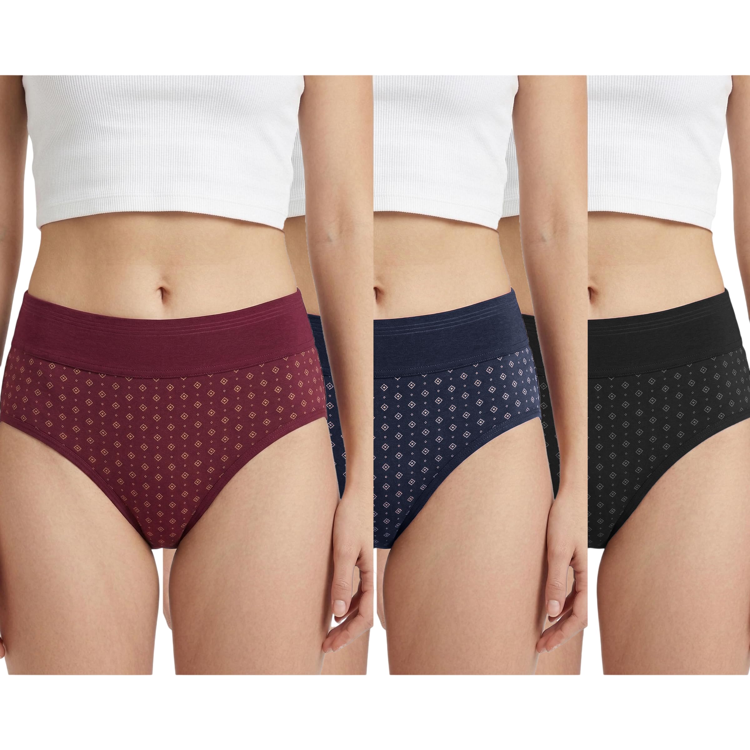 Women 100% Cotton Panties Pack of 3 (Print & Color May Vary), Mid Rise Soft Breathable Underwear, Comfortable Ladies Innerwear, Full Coverage Cotton Briefs for Regular Wear-image-44