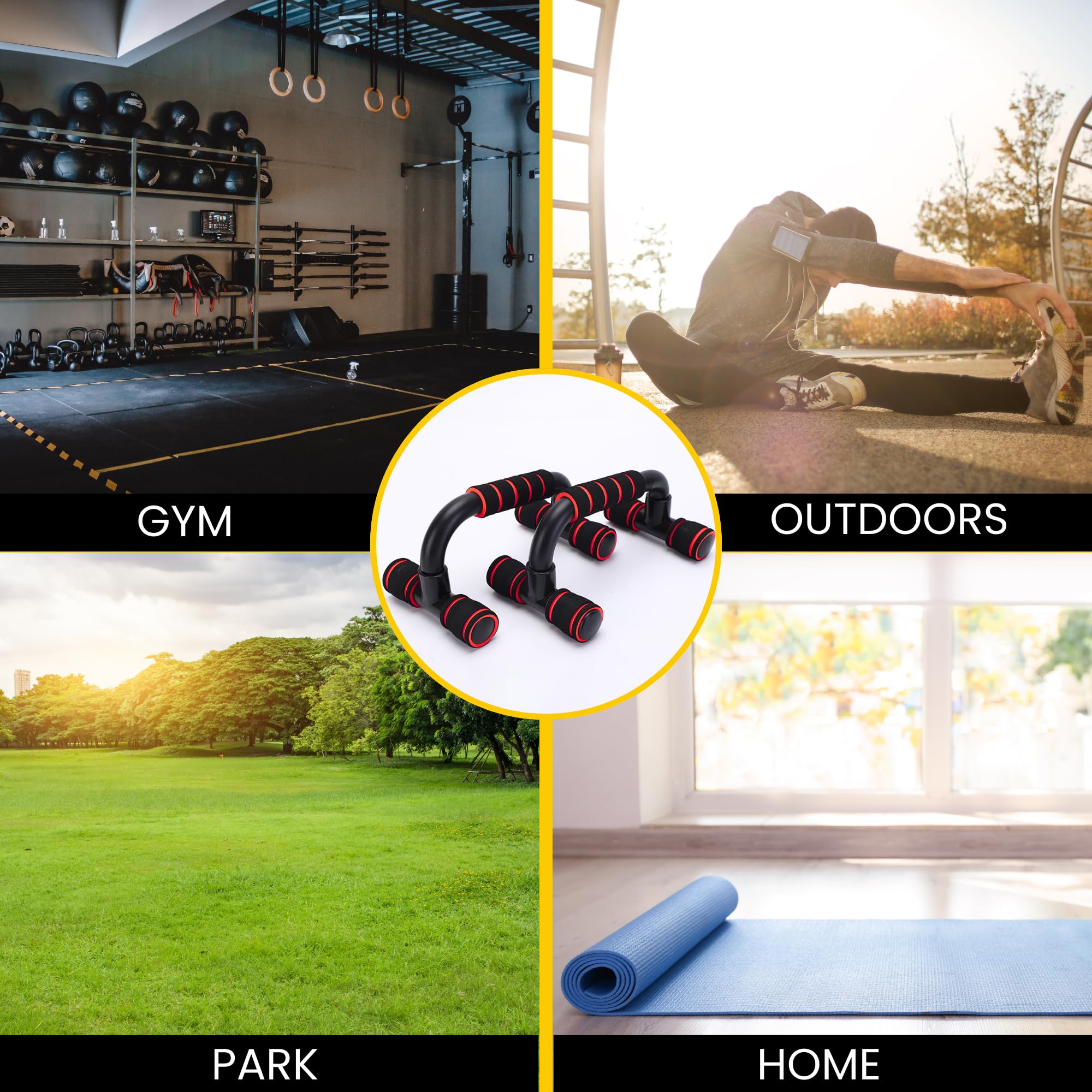 Barre Parallele per Flessioni. Maniglie Push Up Antiscivolo per Trazioni per Fitness, Yoga, CrossFit, Uso Interno ed Esterno.