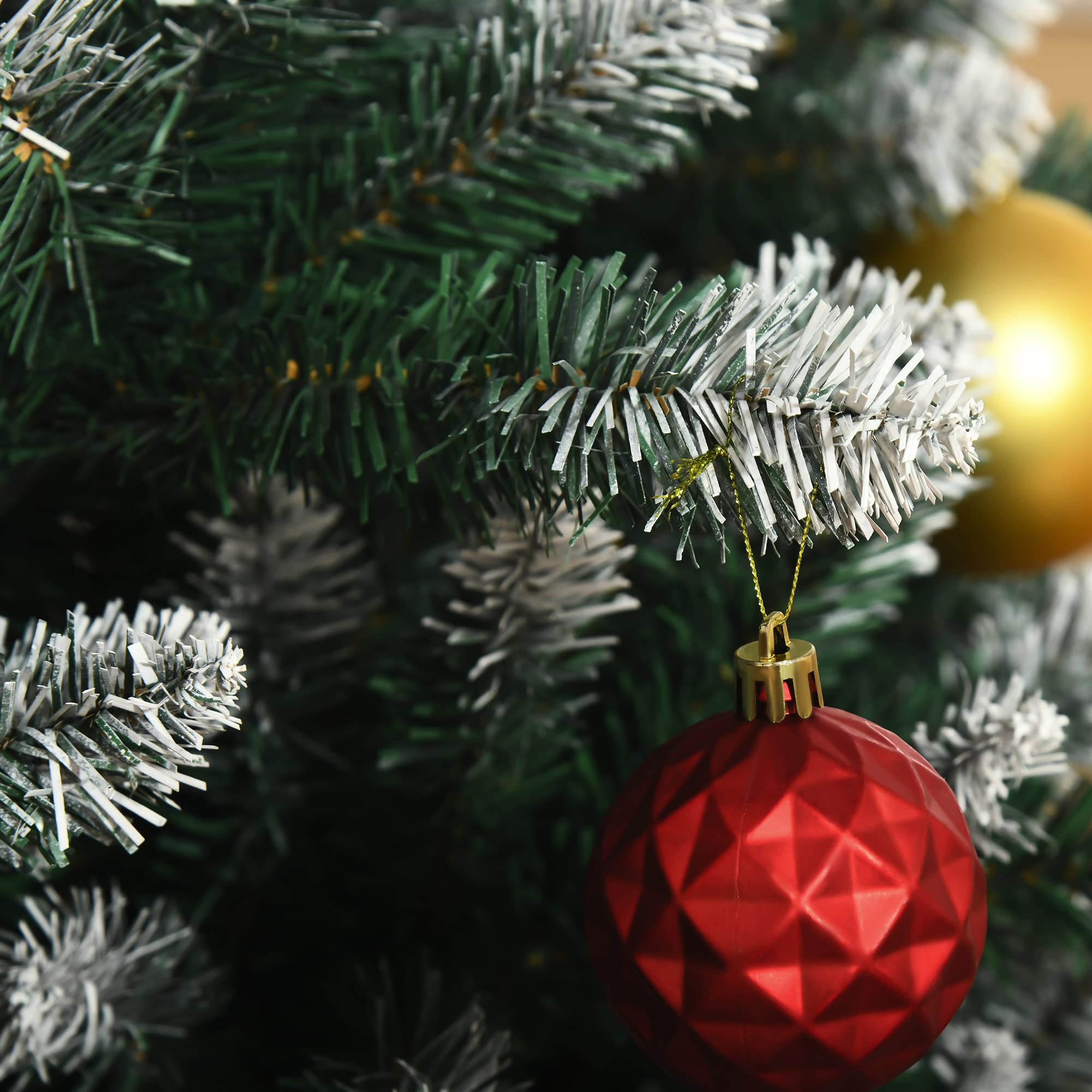 HOMCOM Árbol de Navidad 2012 Ramas con Soporte Metálico 210 cm Verde | Árbol Artificial de Navidad, Puntas Blancas, Realista, para Interiores