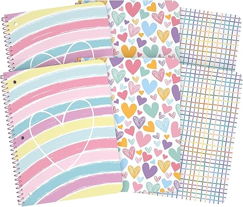 ScribbleMate Cuadernos de espiral para niños, lindo cuaderno para niñas, cuaderno de 8 x 10.5 pulgadas de ancho, 100 hojas, 200 páginas, 2 bolsillos