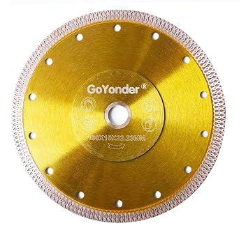 GoYonder 7 Tile Saw Blade Wet for Angle Grinder, Super Thin Diamond Saw Blade Grinder Blades for Wet Dry Cutting, Diamond Blade for Cutting Ceramic, Porcelain, Tiles, Granite, Marbles Golden, 7"