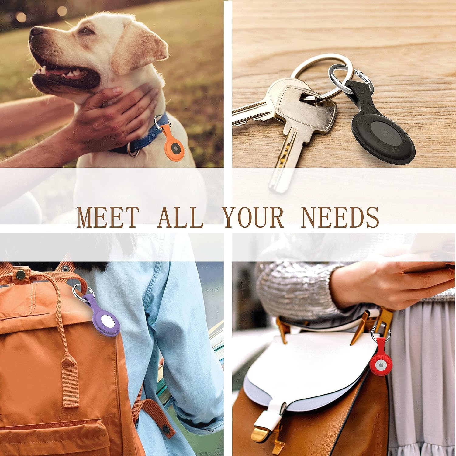 wanchel 4 Pack AirTag Holder with Keychain AirTag case with Anti-Lost Keychain, Protective Air Tag, Item Finders, for for Dog, Cat, Luggage, Wallet, Backpacks