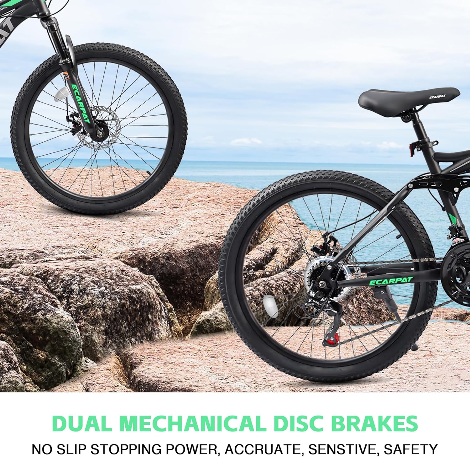 24/26/27.5 Inch Mountain Bike Full Suspension, 21 Speed Mountain Bicycle with Dual Disc Brakes, High-Carbon Steel Frame, Trail Commuter City MTB Bicycle for Teenagers Adult Men