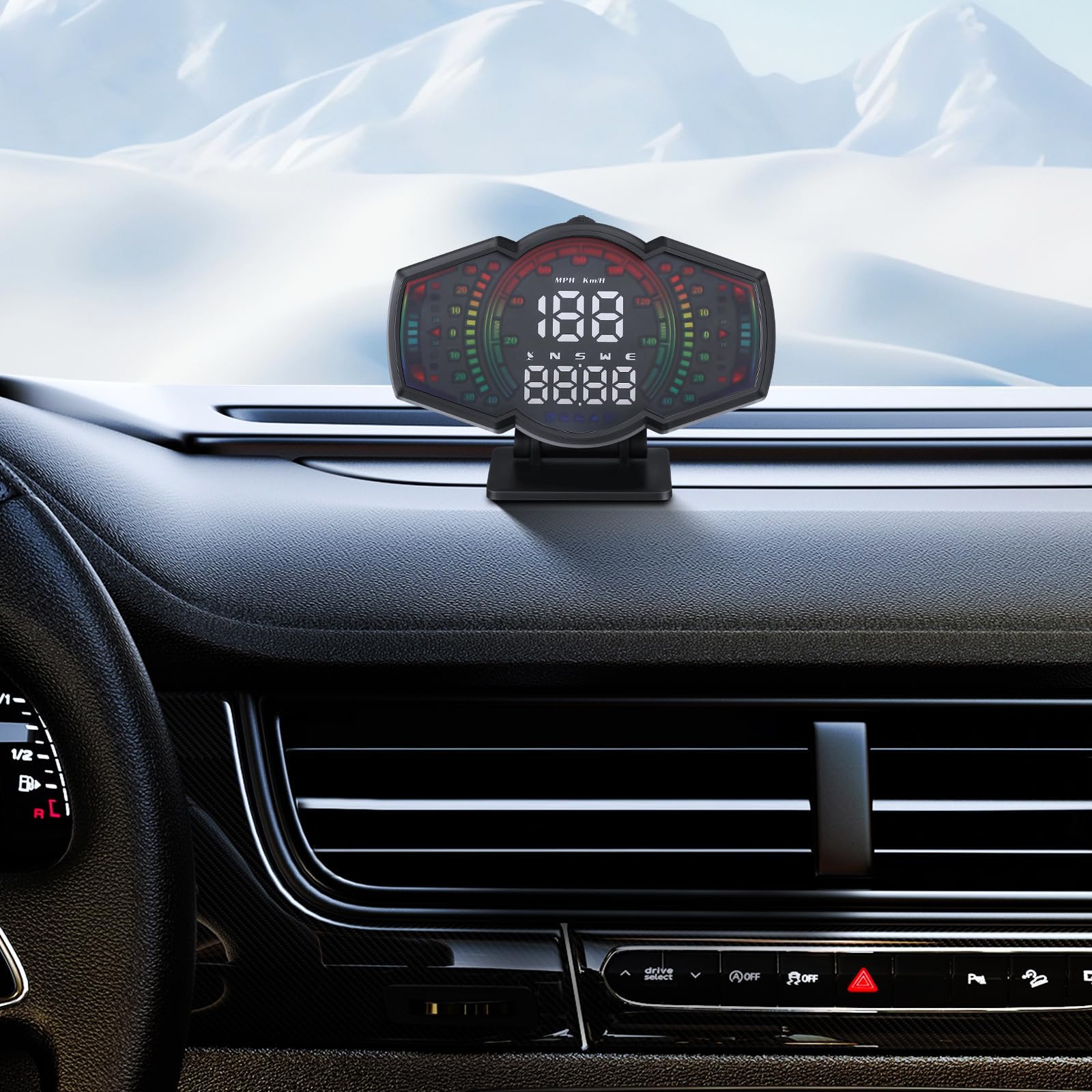 Display Head-up Gps per Auto con Tachimetro Digitale, Inclinometro Integrato, Materiale Abs Pc, per Guida Notturna e Viaggi Lunghi