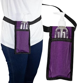 NRG Massage Holster - Single Massage Oil, Lotion and Cream Bottle Holster - Holds up to an 8 Ounce Bottle - 50 Inch Long Adjustable Belt - Durable Nylon Fabric - Washable - Color Purple