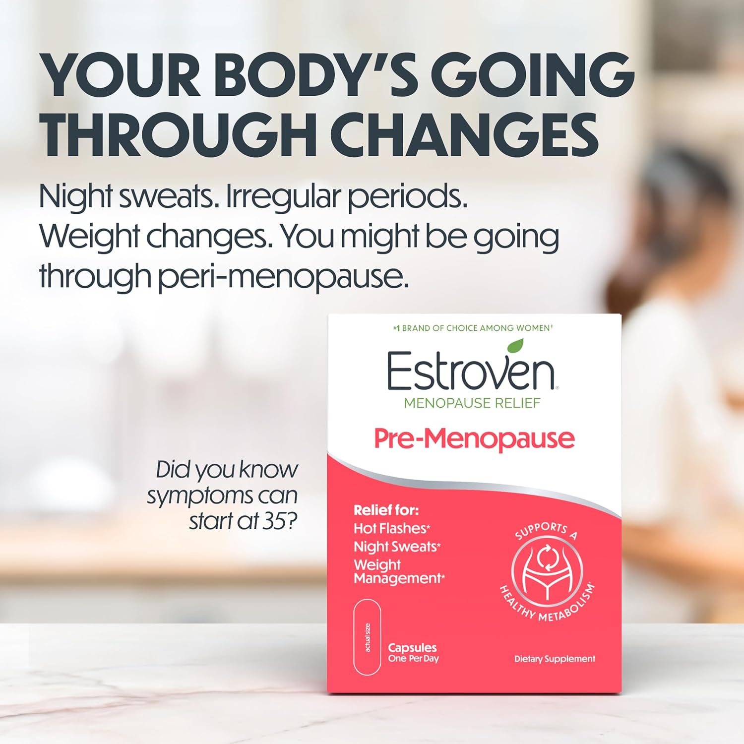 Estroven Pre-Menopause Relief, 30 Ct., Clinically Proven Ingredients, Provides Menopause Relief plus Night Sweats & Hot Flash Relief, Drug-Free or Estrogen Free - Image 7