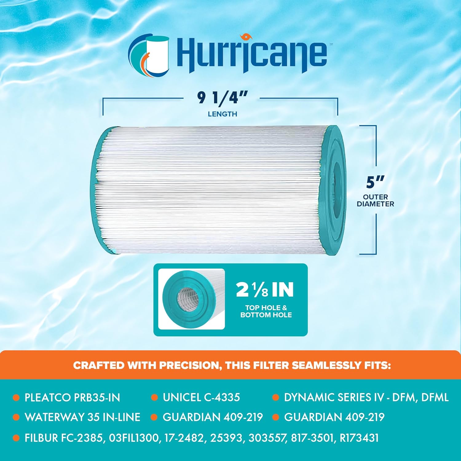 Hurricane Filters 2 Pack HF4335-01 Advanced Spa Filter Cartridge - Replacement for PRB35-IN, Unicel C-4335, Filbur FC2385, Dynamic Series IV DFM, DFML, Waterway 35 in-Line