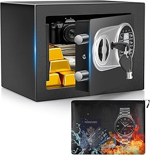 5L Safe Tresor MöBeltresor Klein mit Feuerfest Wasserdicht Geldtasche, Kleiner Tresor für Zuhause mit Zahlenschloss,Wandtresor für Bargeld Medikamente Schmuck, 23×17×17 cm