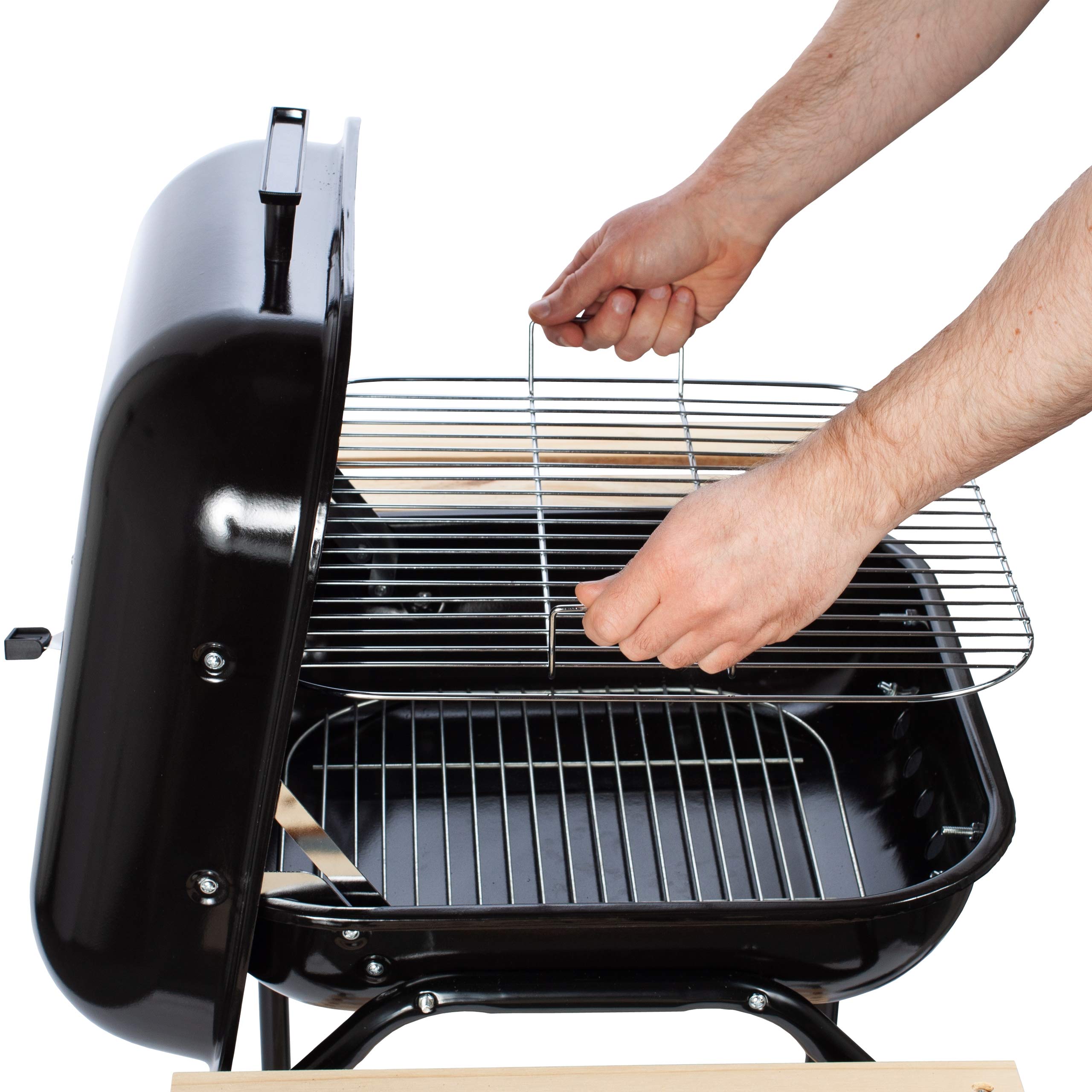 GrillMaster Kohlegrill EmaBend GM3000 + Gebläse, Gartenbau, Karbon, Mit Rollen, Holzböden