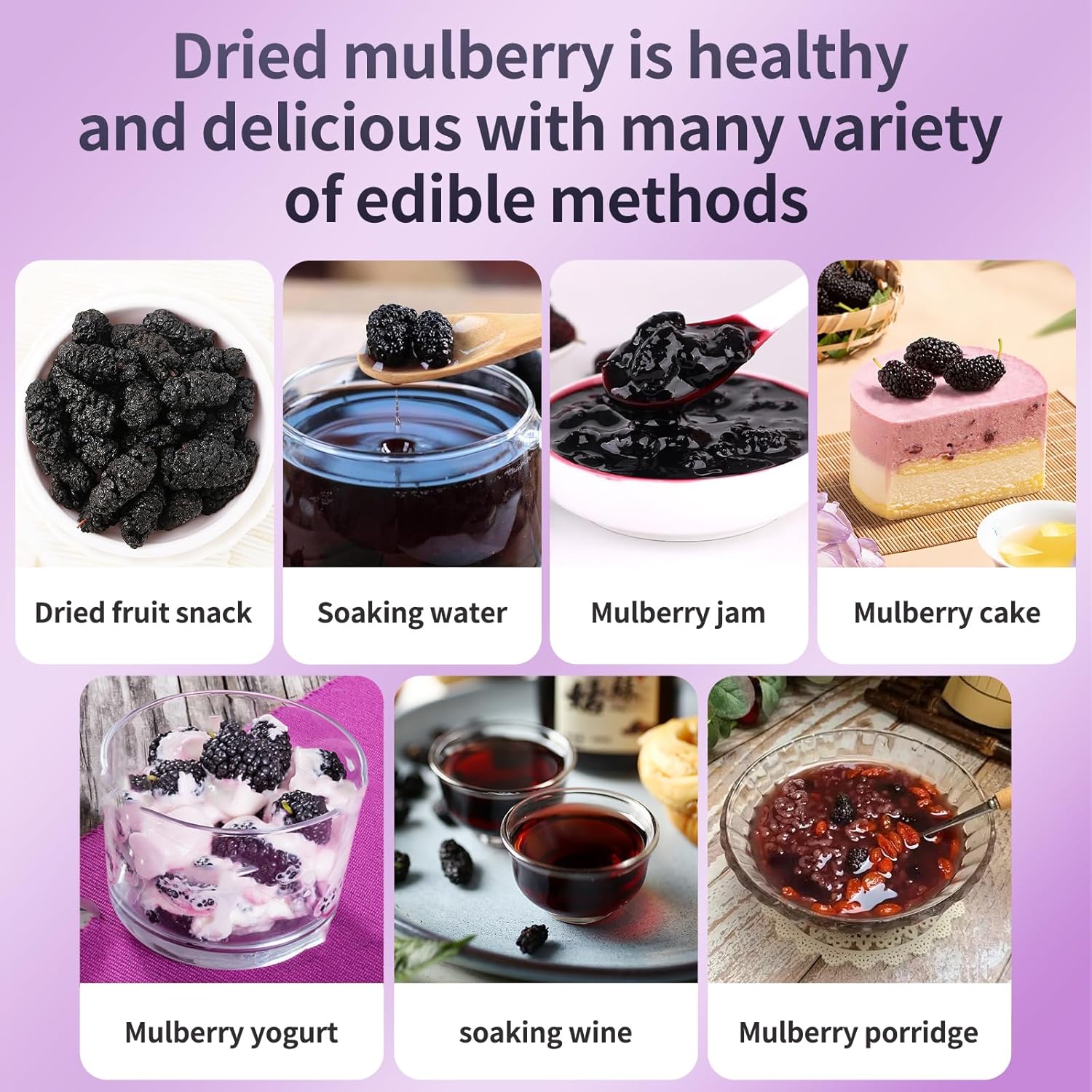 Premium Dried Black Mulberries Dried Mulberries Black Mulberry Tea Herbal Tea No Sugar Added & No Additives Dried Fruit Snack 黑桑椹干 桑葚 280g/10oz - Image 5