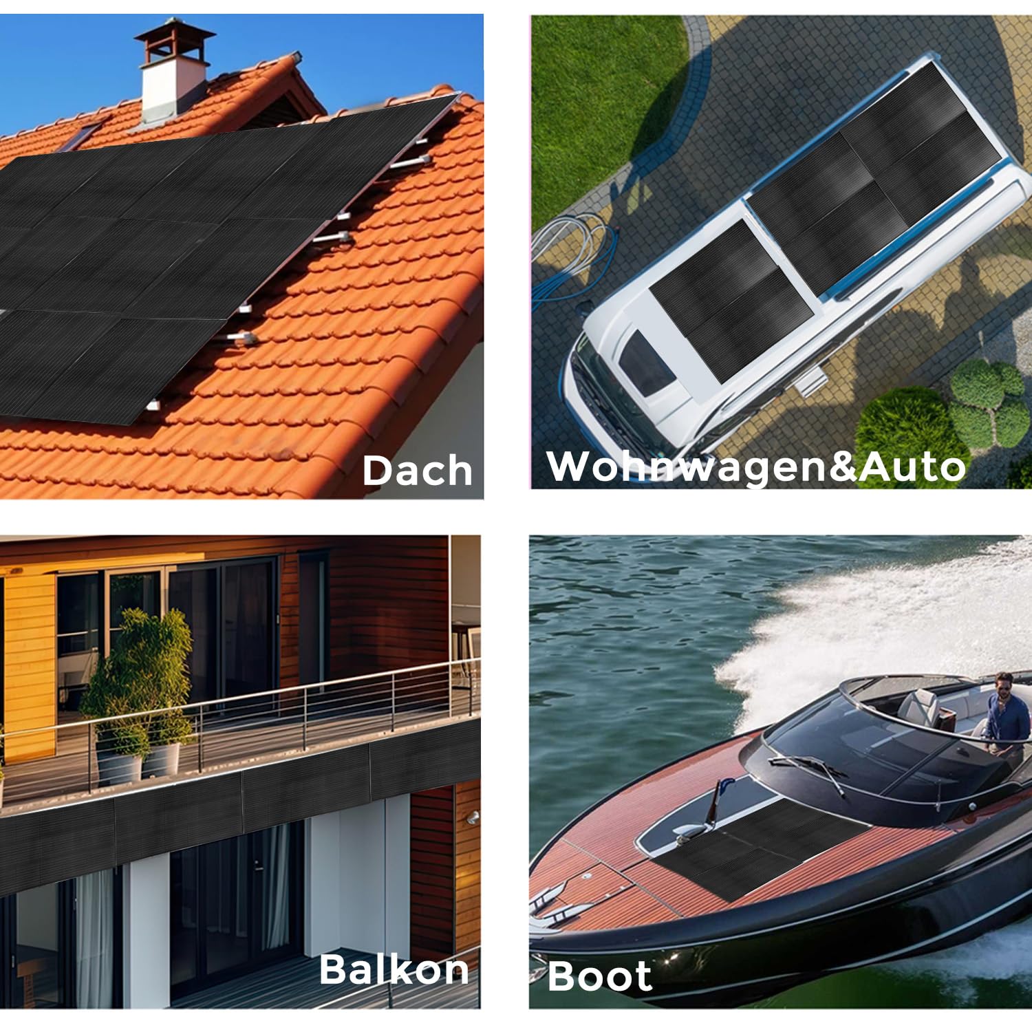 105W Solarpanel 12V, 105 Watt Solarmodul Solar Panel Wohnmobil | Full Black Monokristallines Photovoltaik Panel für Boot, Wohnwagen, Dach, Auto, Balkon Pv Module,