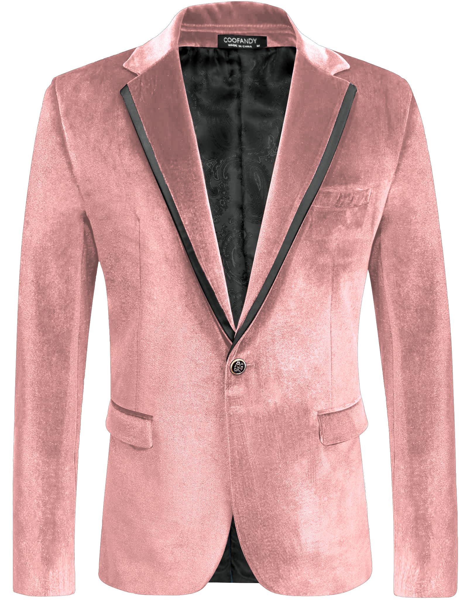 Photo 1 of COOFANDY Velvet Blazer Black Tuxedo Jacket Slim Fit One Button Velour Jackets for Dinner Prom Party