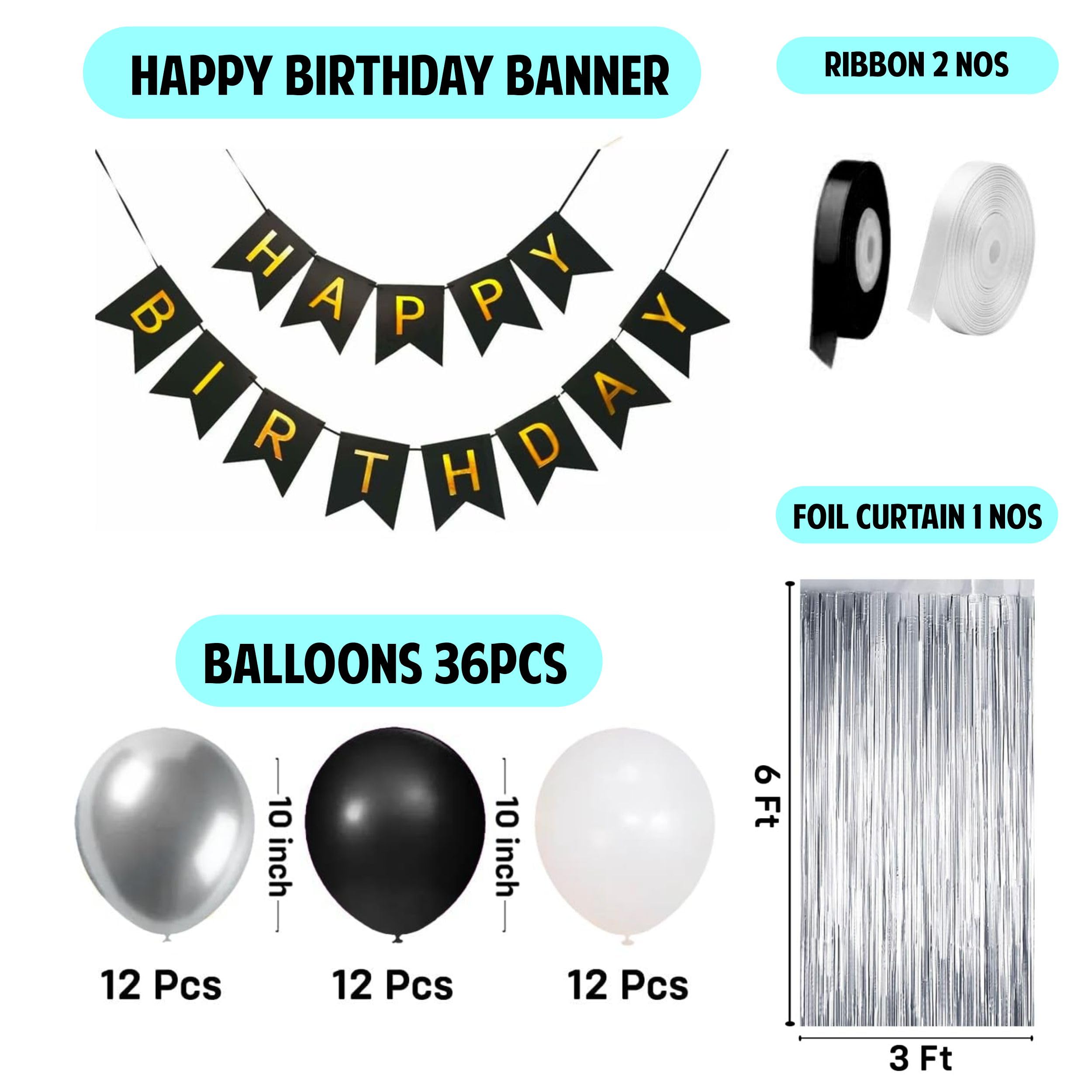 Silver Birthday Party Decorations - 40 Piece Kit -4
