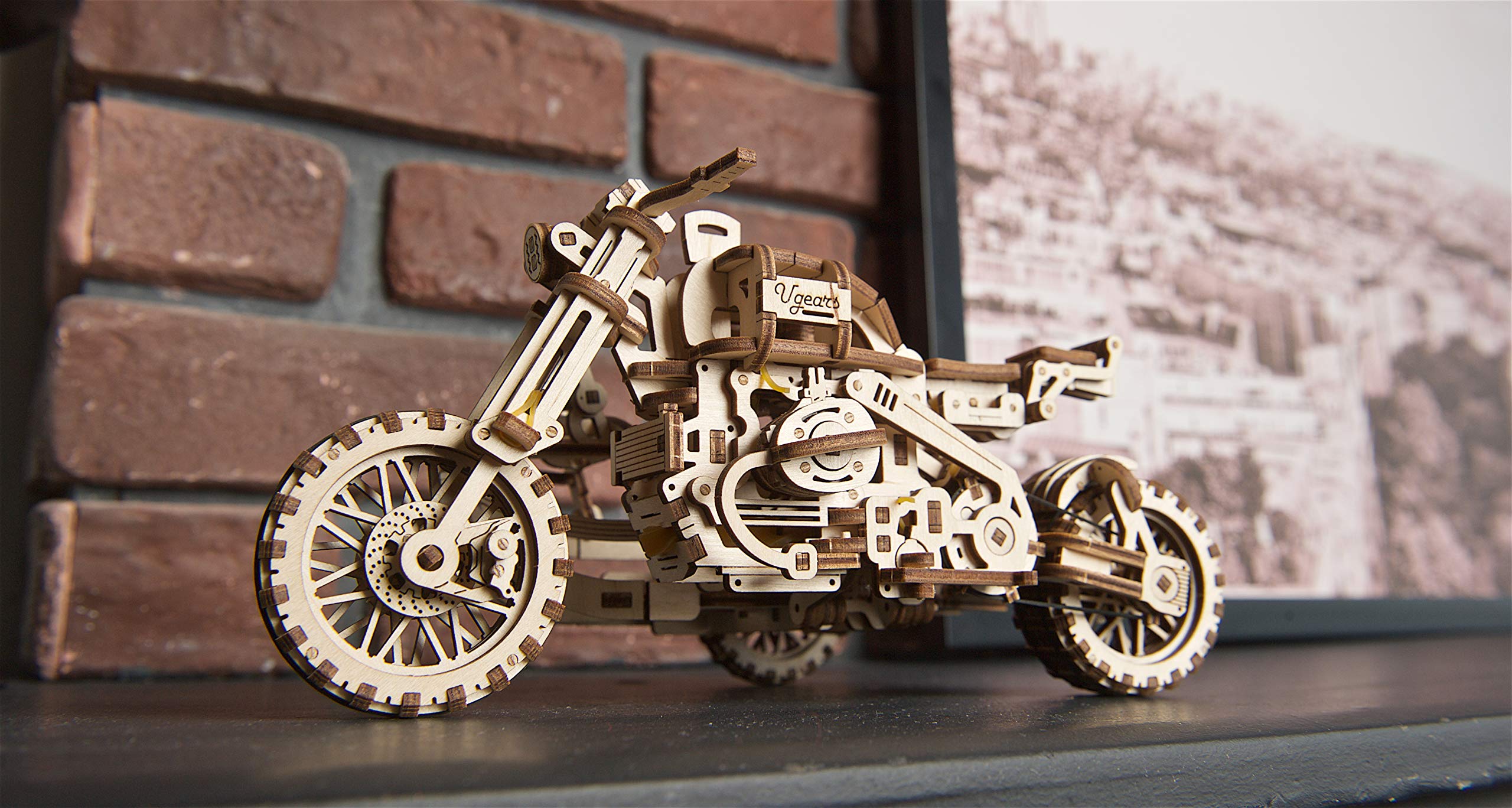 UGEARS Motorcycle with Sidecar 3D Puzzles UGR10 Motorcycle Scrambler