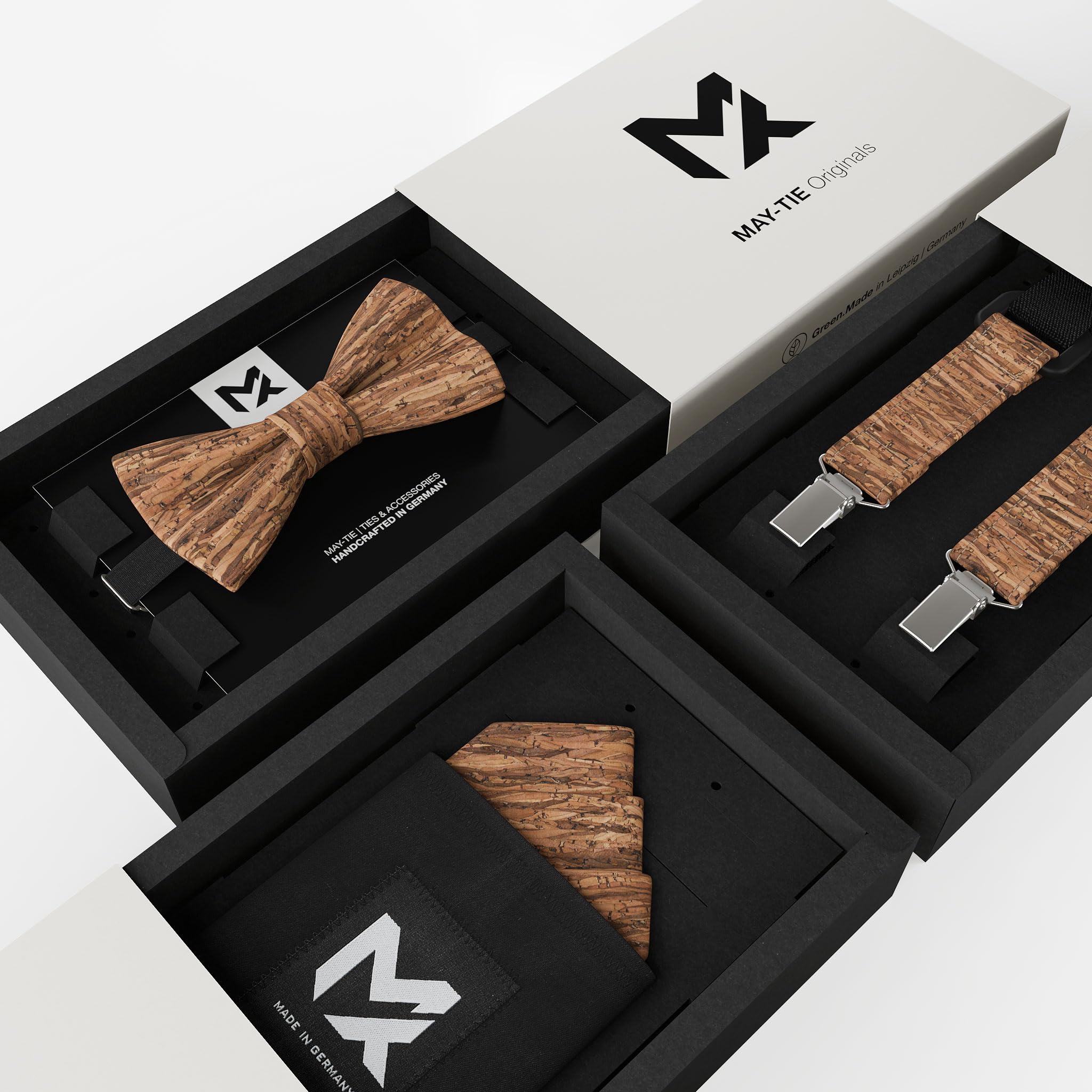 Papillon da Uomo in Sughero | Marrone Legno | Papillon Vegano | Classic Butterfly | Accessorio Matrimonio | Fatto a Mano in Germania