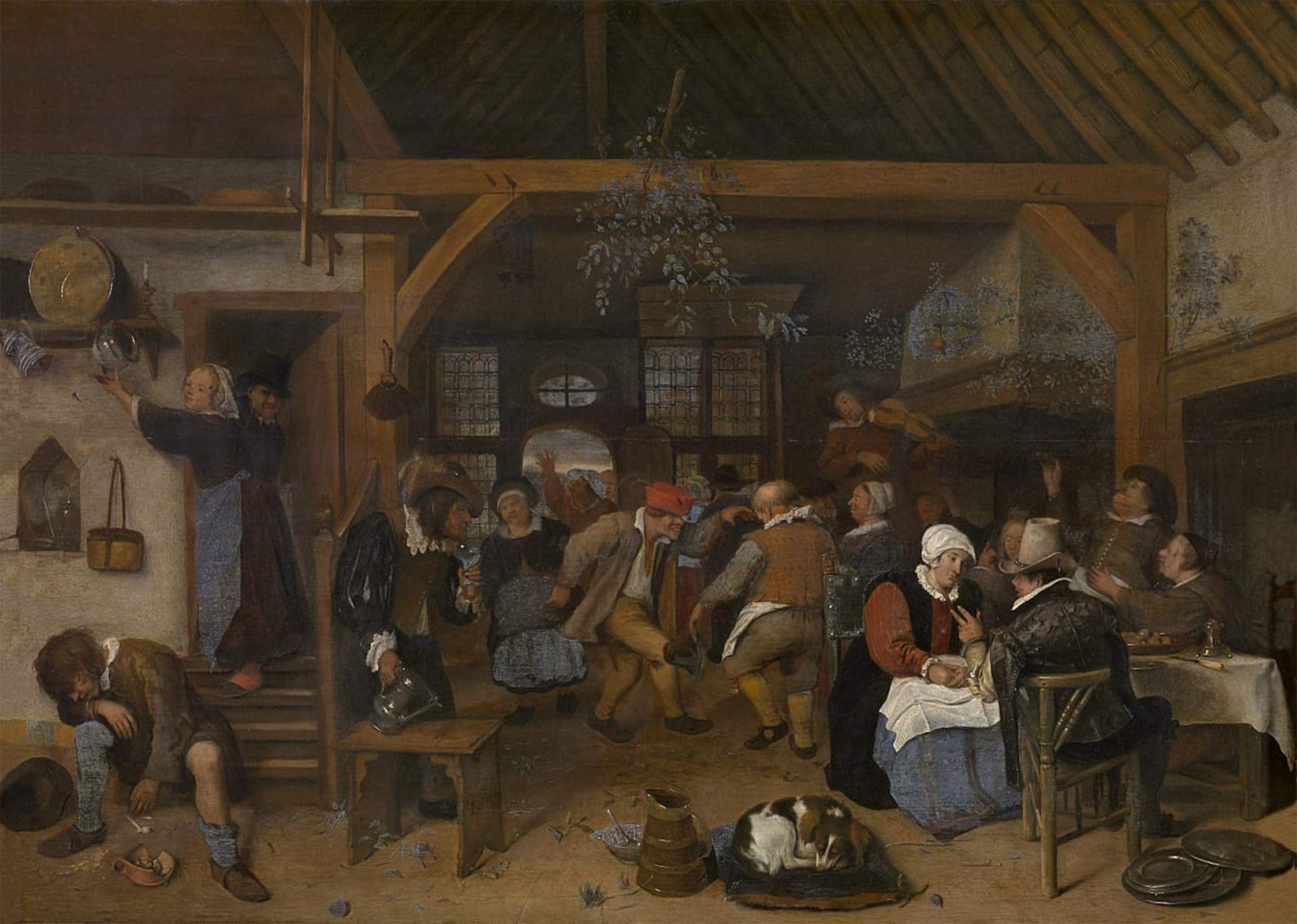 RZHRHJES Abstract Painting Poster Art Print Canvas Print Poster Huwelijksfeest by Jan Havickszoon Steen Landscape Canvas Painting for Office Decor 60x90cm