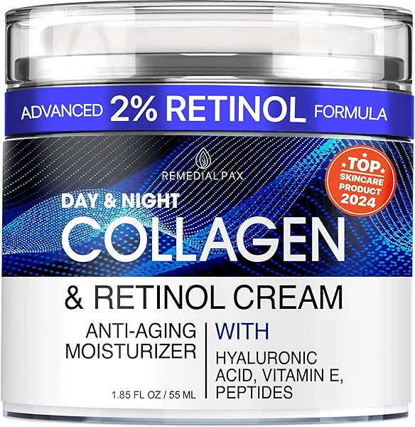 Collagen Face Cream with Retinol & Hyaluronic Acid – Anti Aging Moisturizer for Women & Men, Firming Day & Night Cream for Wrinkles, Hydrating Facial Lotion for All Skin Types