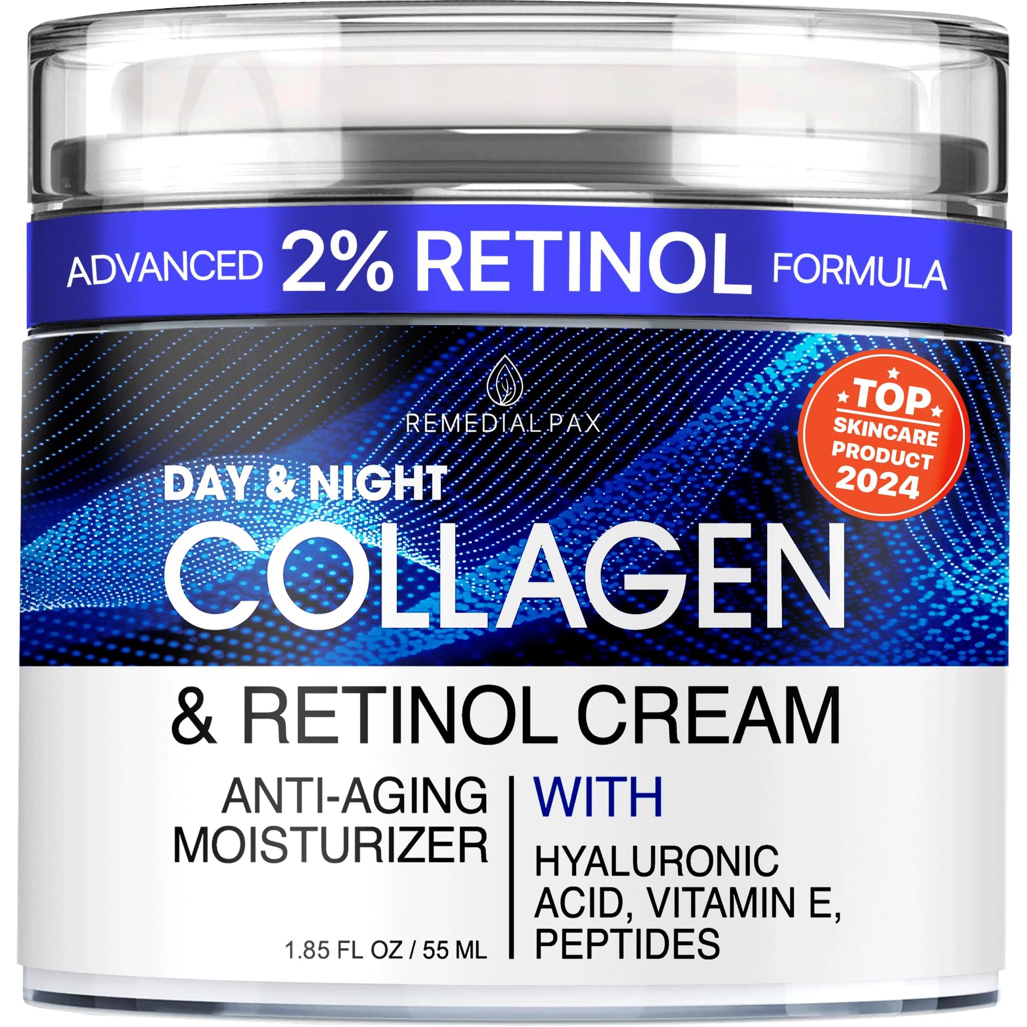 REMEDIAL PAX Collagen Cream for Face with Retinol and Hyaluronic Acid, Day and Night Anti Aging Skincare Facial Moisturizer, Hydrating Face Lotion, Moisturizing Cream to Reduce Wrinkles for Women Men