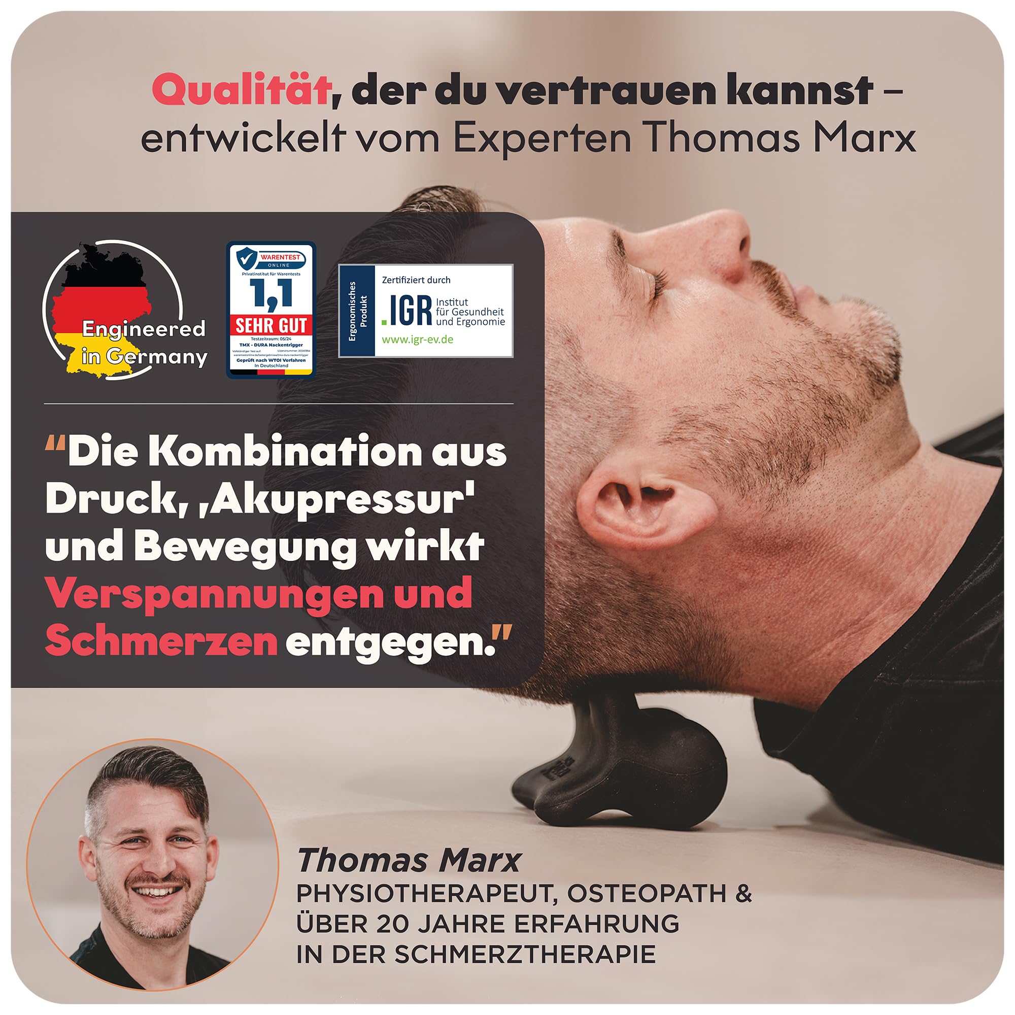 TMX® DURA Nackentrigger – Effektives Trainingsgerät bei Migräne, Nackenschmerzen und Verspannungen