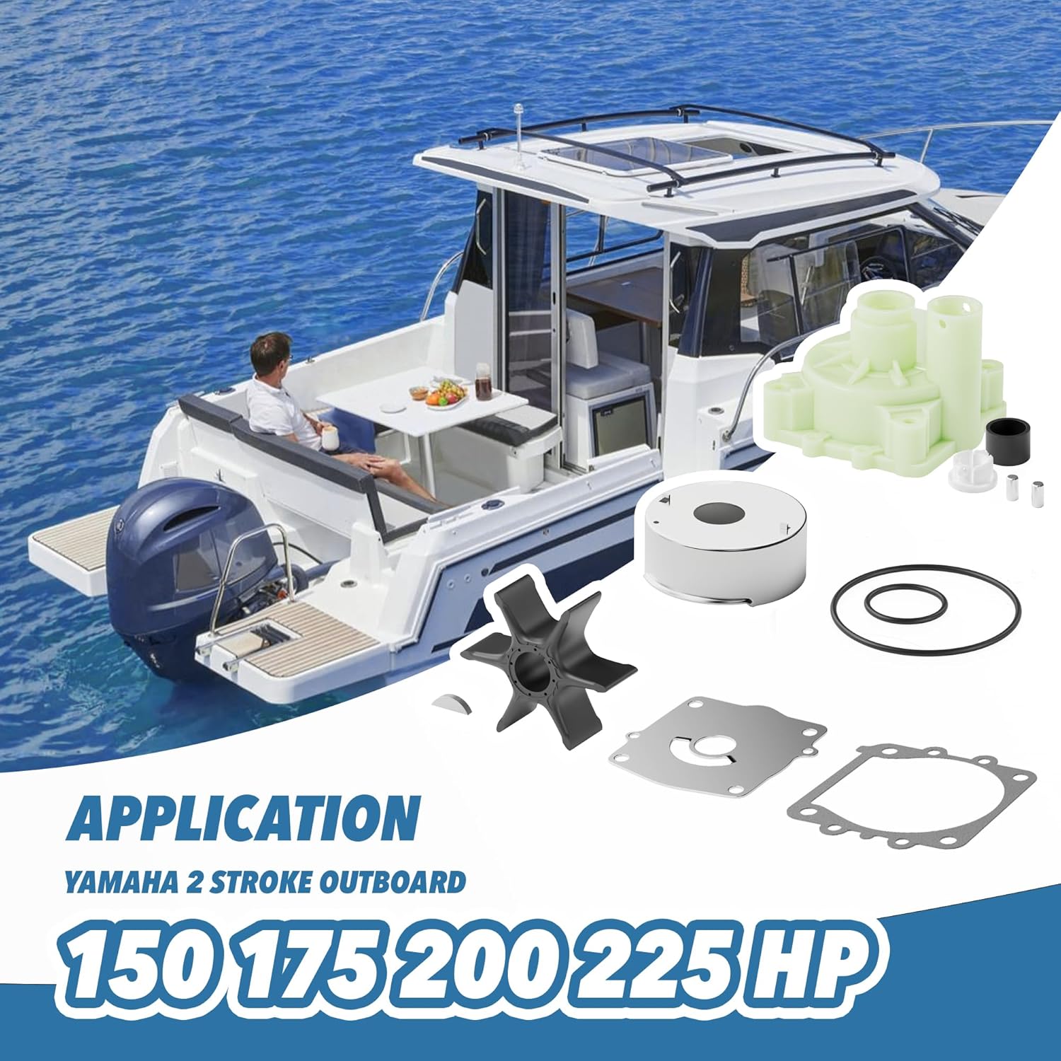 Water Pump Impeller Repair Kit 6G5-W0078-A1-00 for Yamaha 2 Stroke Outboard 150 175 200 220 225 HP Boat Motor Engine Parts Replacement Sierra 18-3311 6G5-W0078-00-00 6G5-W0078-01-00