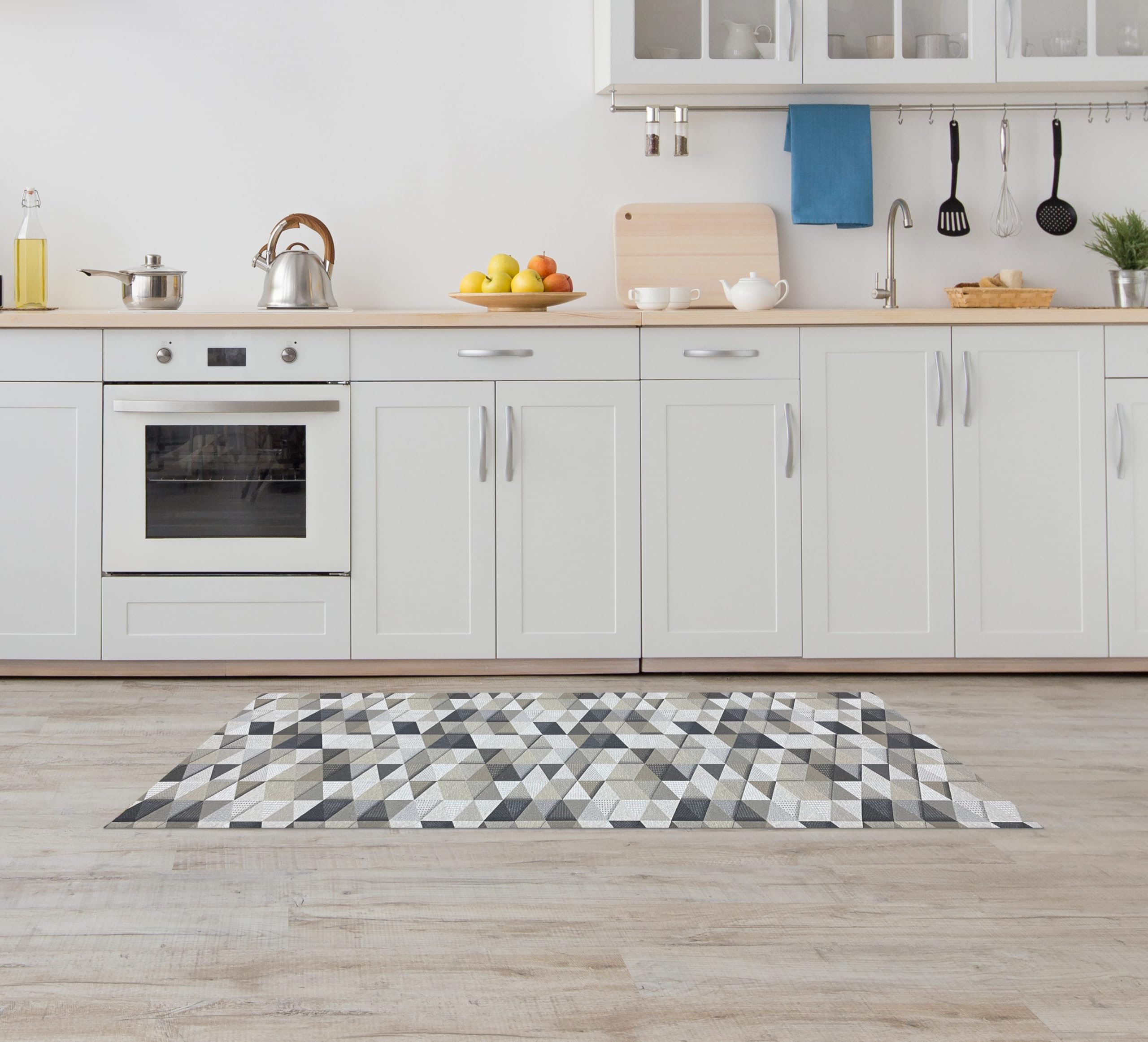 IlGruppone Tappeto Cucina Antiscivolo Made in Italy Passatoia Antimacchia Multiuso Corridoio Soggiorno Lavabile in Lavatrice - Nero/Grigio - 50x400cm