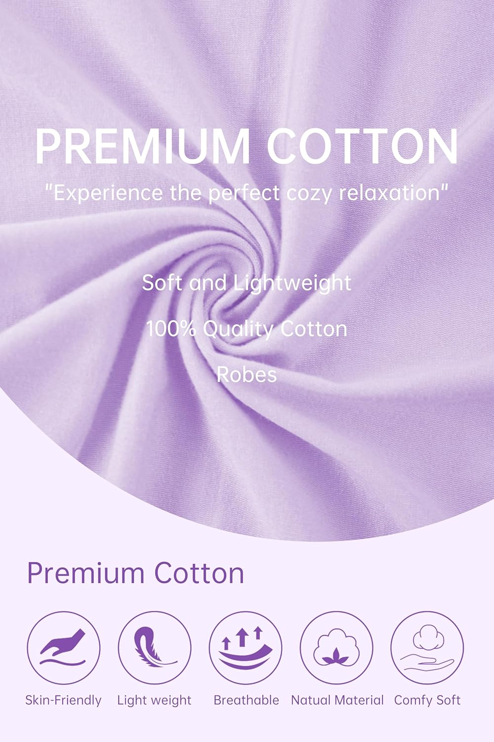 COLORFULLEAF 100% Cotton Zipper Robes for Women 3/4 Sleeve Bathrobe Lightweight with Pockets Loungewear - Image 6