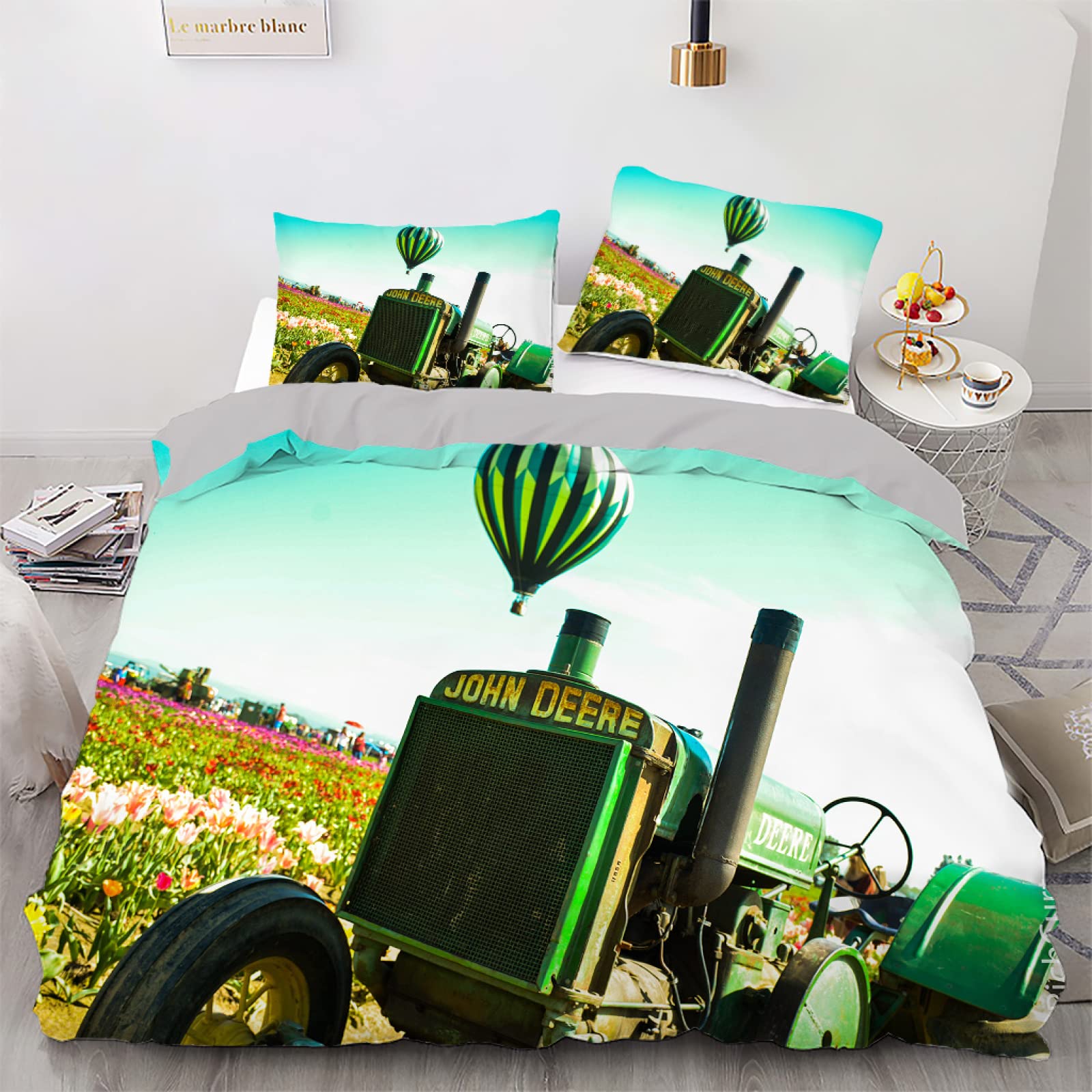 Housse de couette 140x200 tracteur fermeture éclair pour lit enfant facile à border