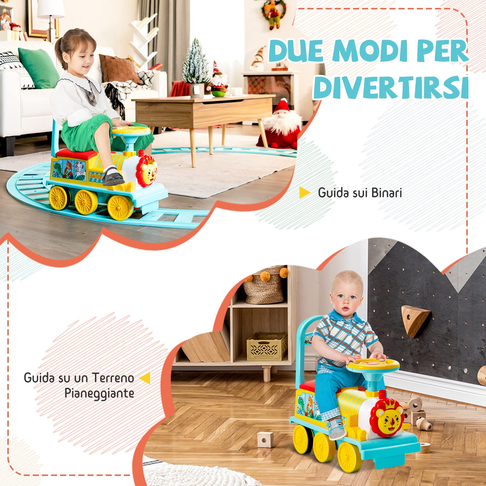 COSTWAY Trenino Elettrico per Bambini, Treno Giocattolo con 16 Pezzi di Binari, con Luci e Suoni, Scatola di Stoccaggio, Regalo per Bambini Anni 3+ (Blu)