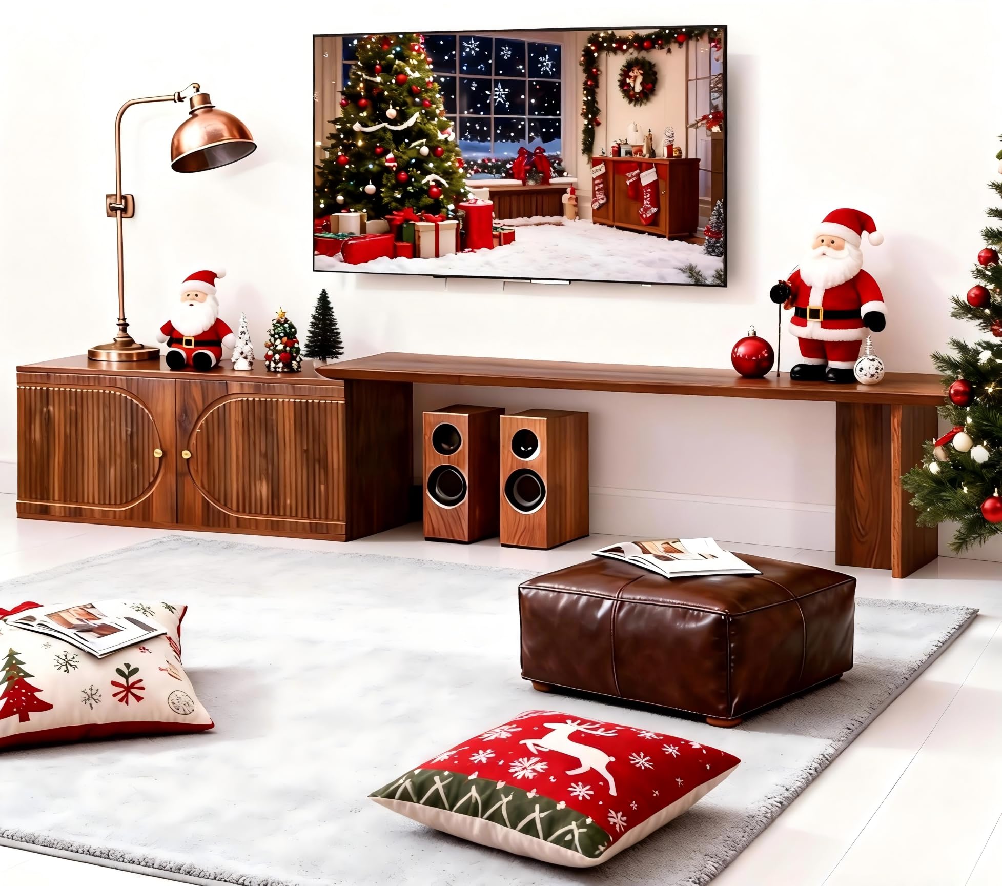 UYIHOME Walnut Extendable TV Stand for 80''-110'' TV Size, Walnut TV Stand for Living Room, Modern TV Console Low Profile, Entertainment Centers with