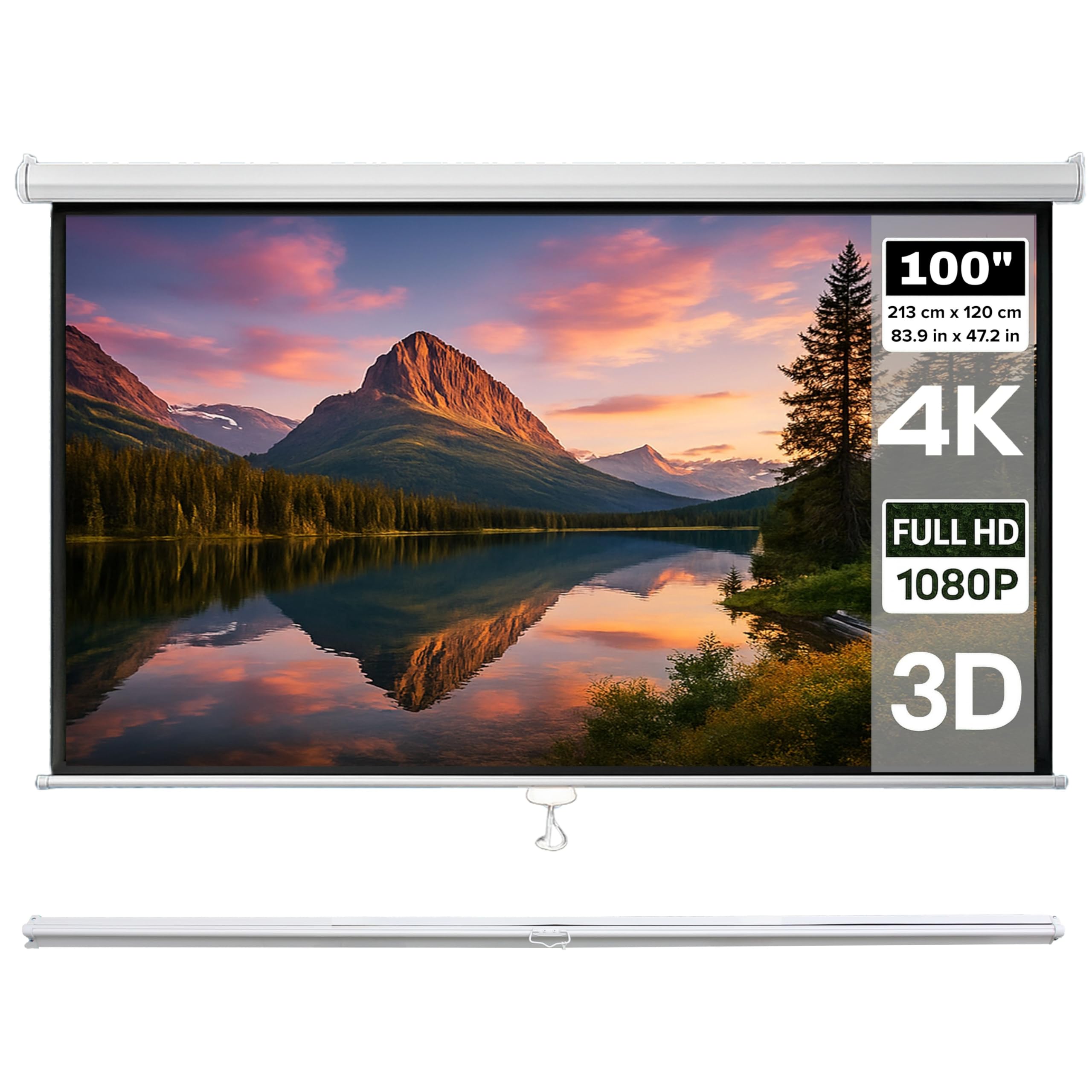 Large Size Pull Down Projector Screen 16:9 100”