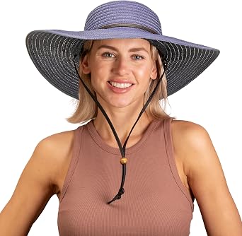 Sloggers Braided Sun Hat for Women UPF 50+ Wide Brim Sun Protection Hat with Wind Lanyard & Comfort Sweatband, Packable Lightweight Gardening Beach Travel Hat, One Size Fits Most - Purple