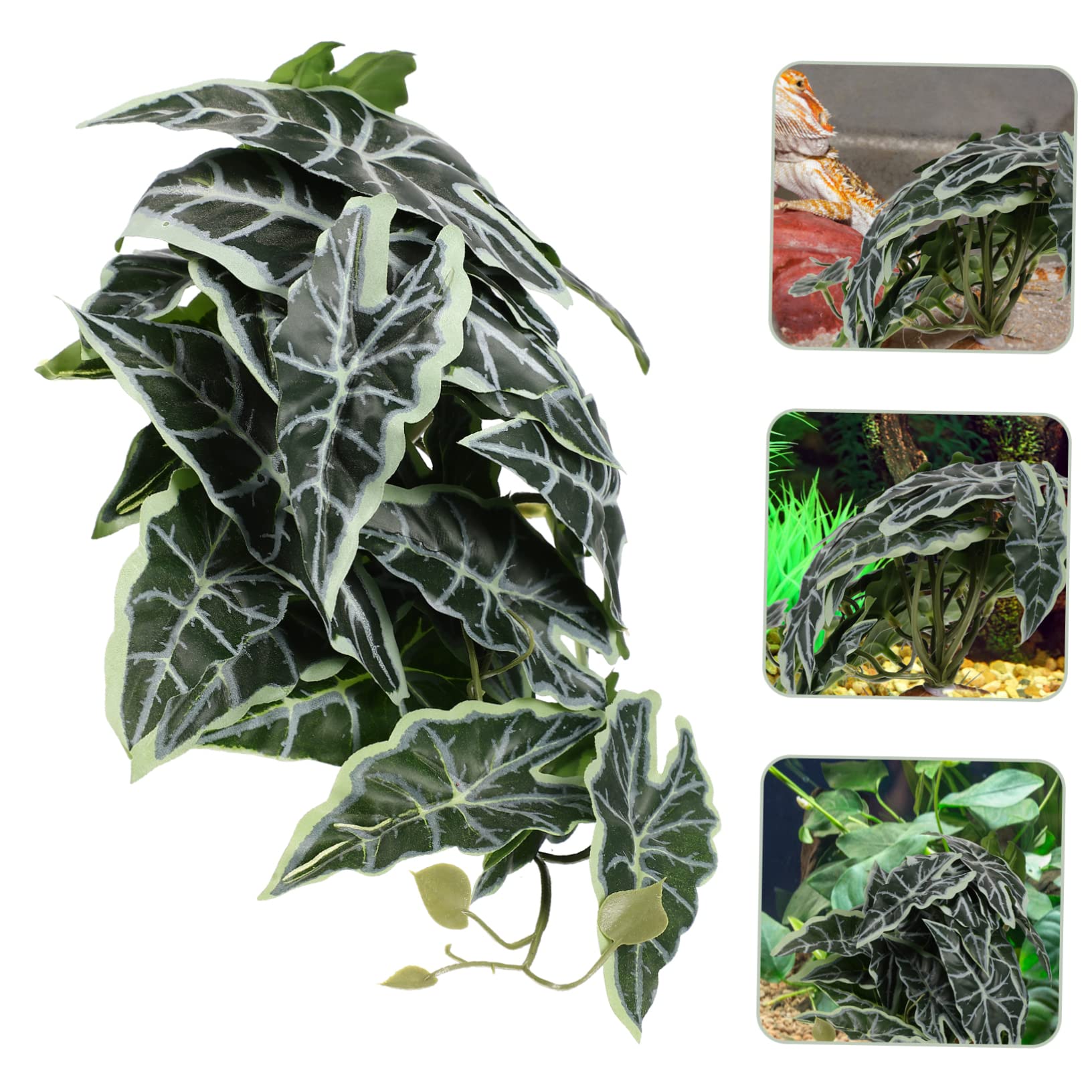 DOITOOL 4pezzi Decorative Artificial Reptile Plant for Terrariums and Aquariums Resin and Landscape Decoration with Base for Reptile Habitats Home Decor