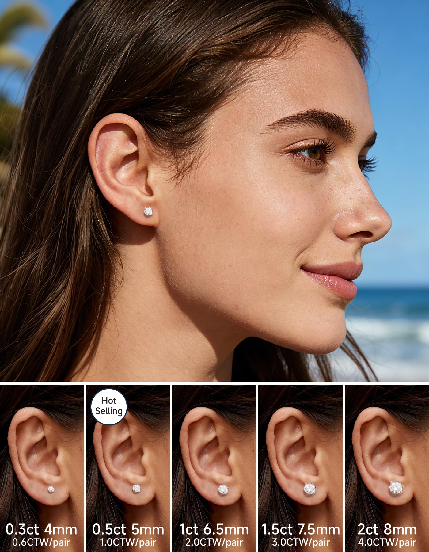 MomentWish Orecchini Moissanite, 1-4 Carati Orecchini Brillante Uomo Argento 925/Oro 18K Simulato Diamante Uomo Donna Orecchini Punto Luce Anallergici Regalo Festa Della Mamma 5/6.5/8mm