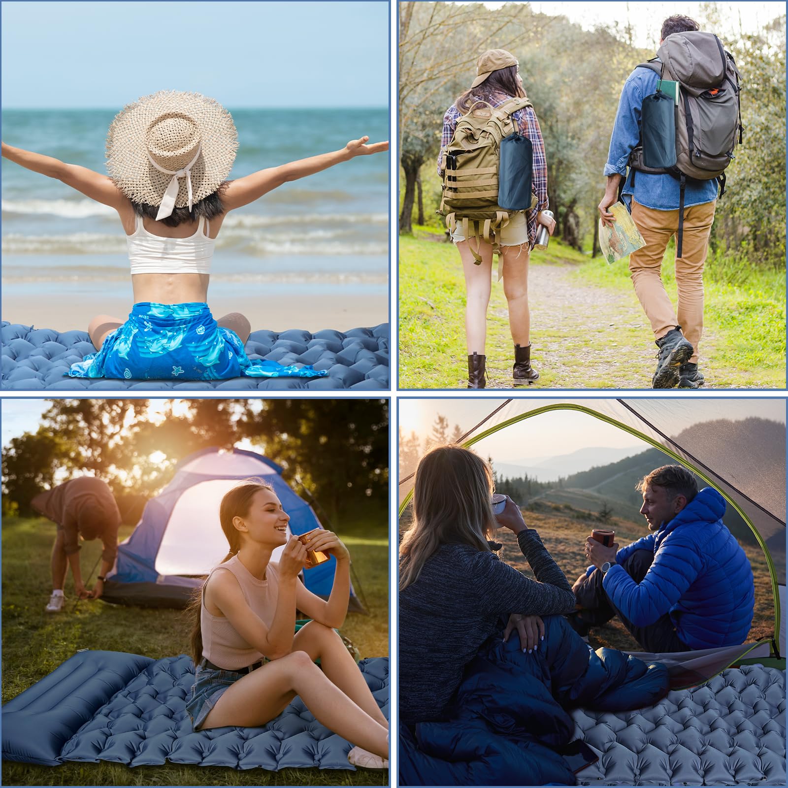 YOUXIU Ultraleicht Isomatte Camping, Aufblasbare Isomatte, Camping Matratze, Luftmatratze, Campingmatte mit Fußpumpe Für Reisen Wandern Wasserdicht Schlafmatte Zelt