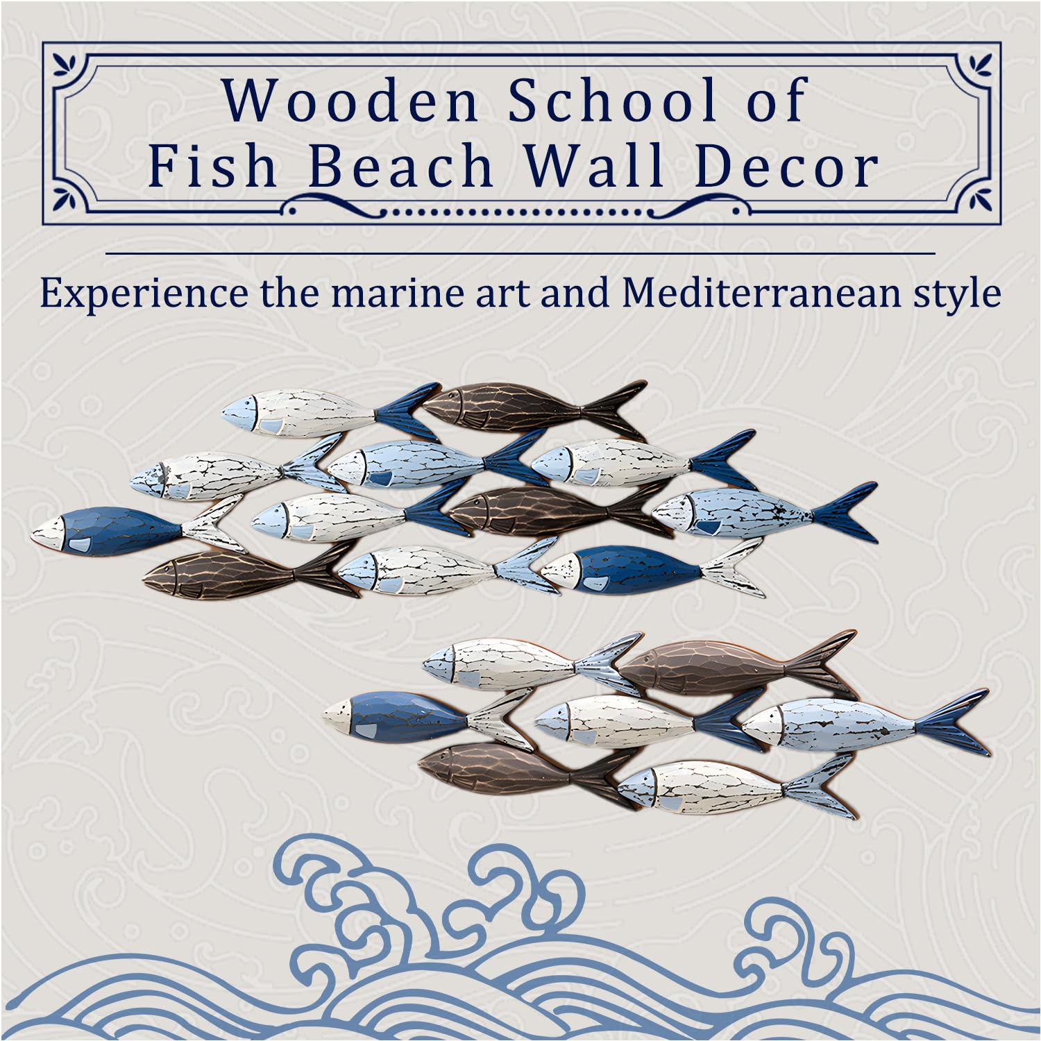 Decorazione Murale A Forma Di Pesce In Metallo – Stile Costiero Mediterraneo – Grande 127 X 50,8 Cm – Fatta A Mano - 2