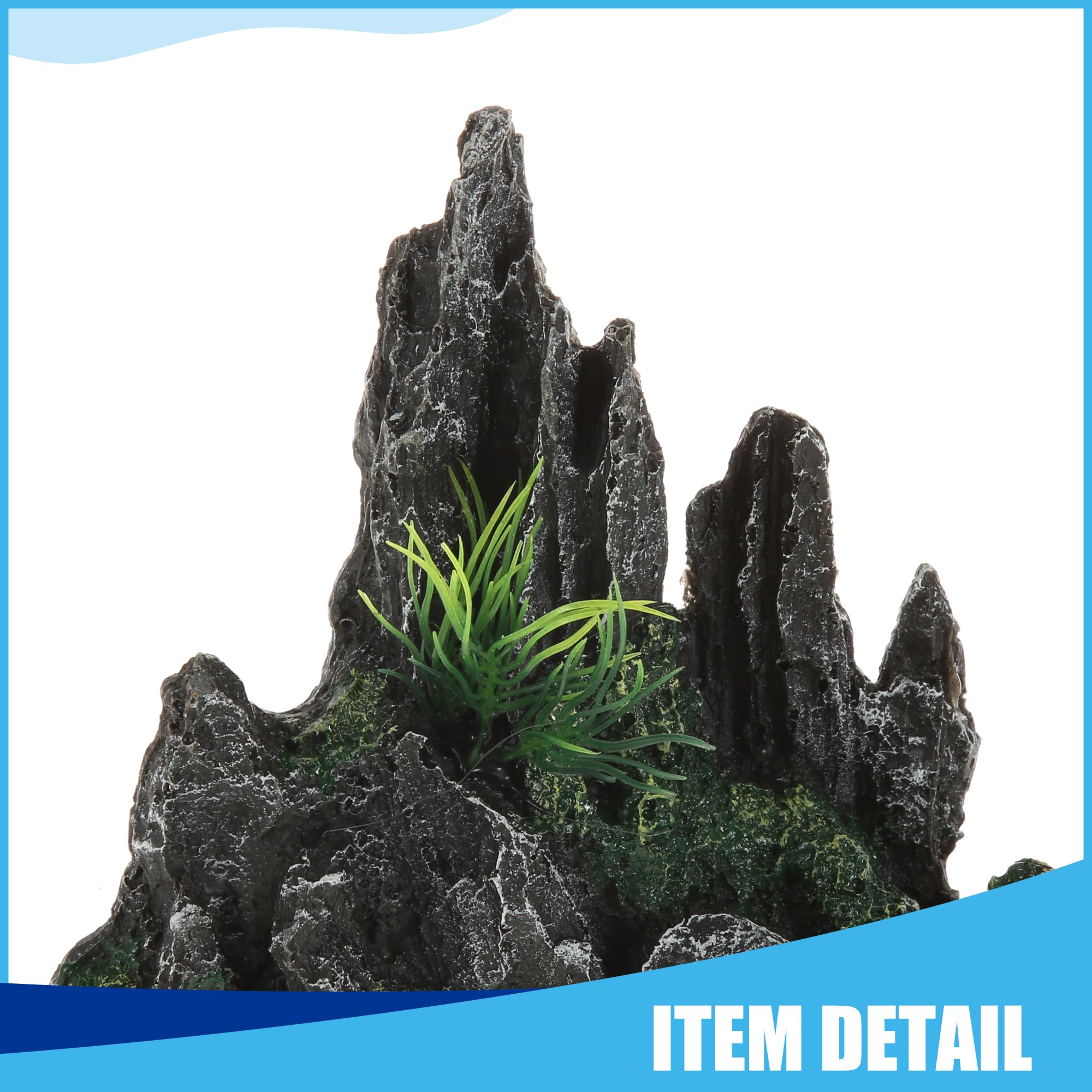 CAPASTEC Aquarium Mountain View Stone, Rock Cave Landscape Decoration for Fish Tank 8.27x3.15x5.51inch (Gray, Green) - Image 4